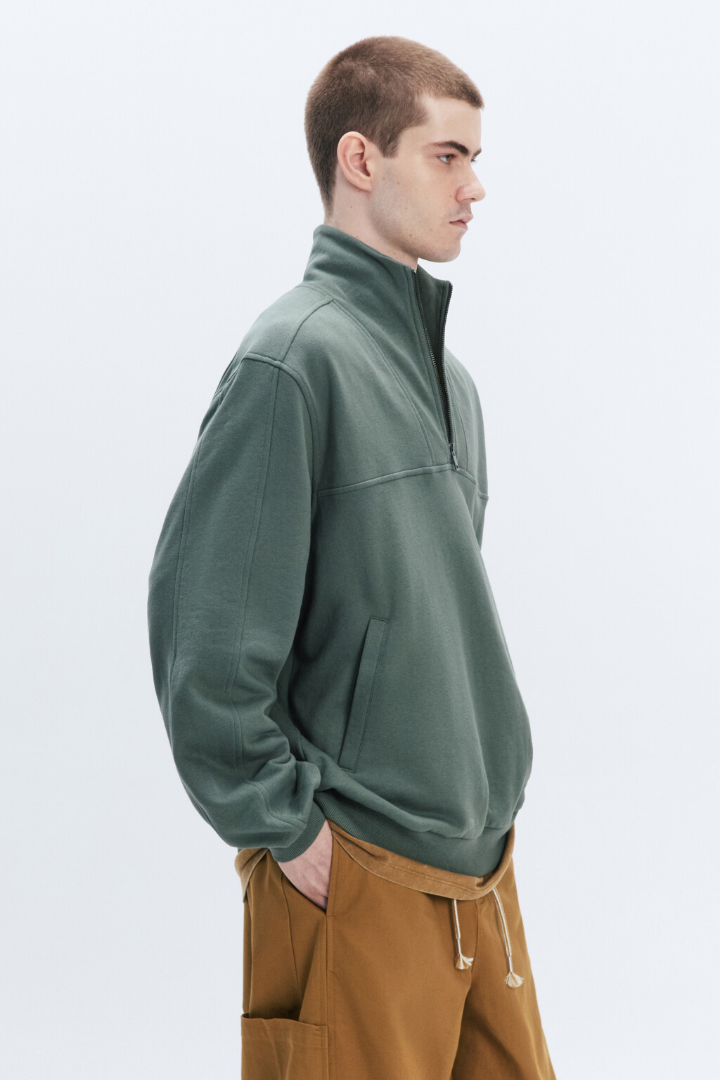 Толстовка oversize с воротником-стойкой на молнии - цвет мятный - 4