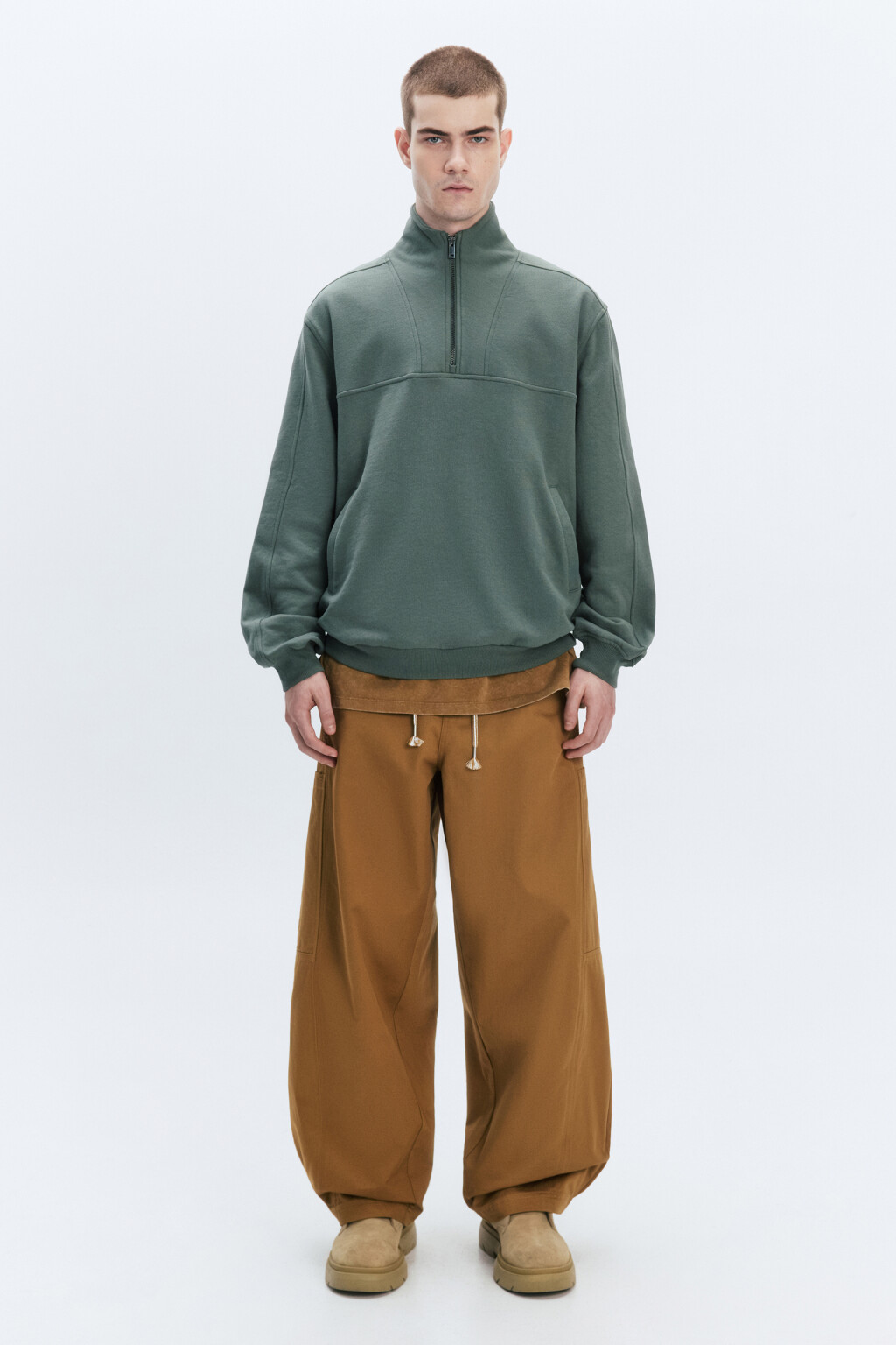 Толстовка oversize с воротником-стойкой на молнии - цвет мятный - 6