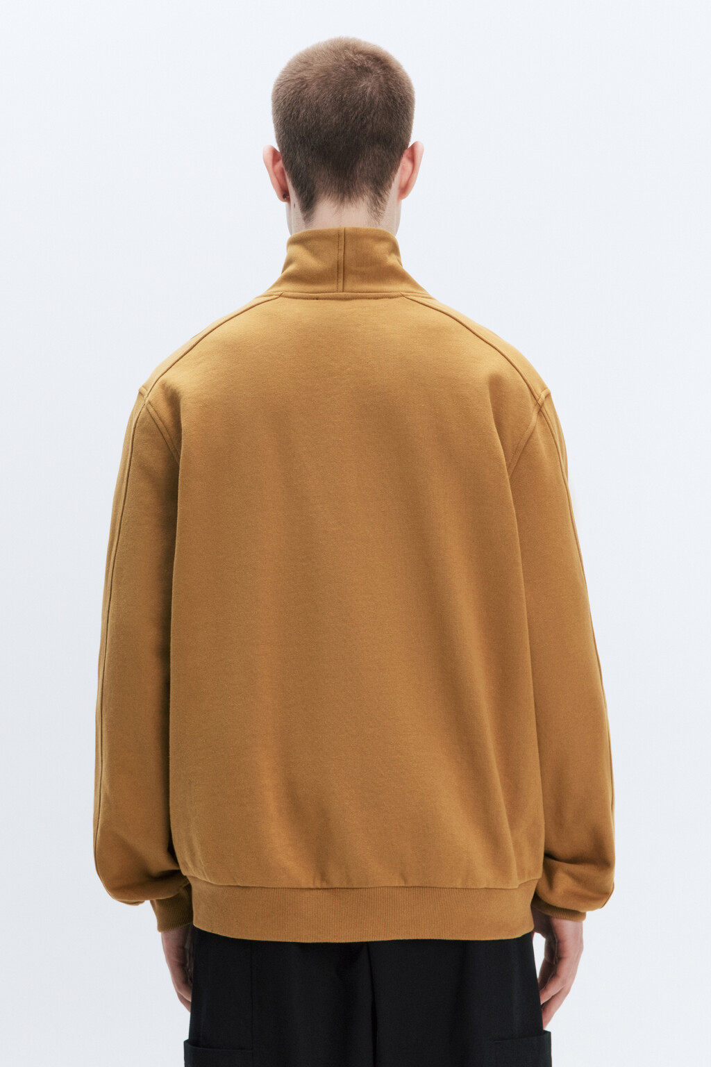 Толстовка oversize с воротником-стойкой на молнии - цвет коричневый - 5