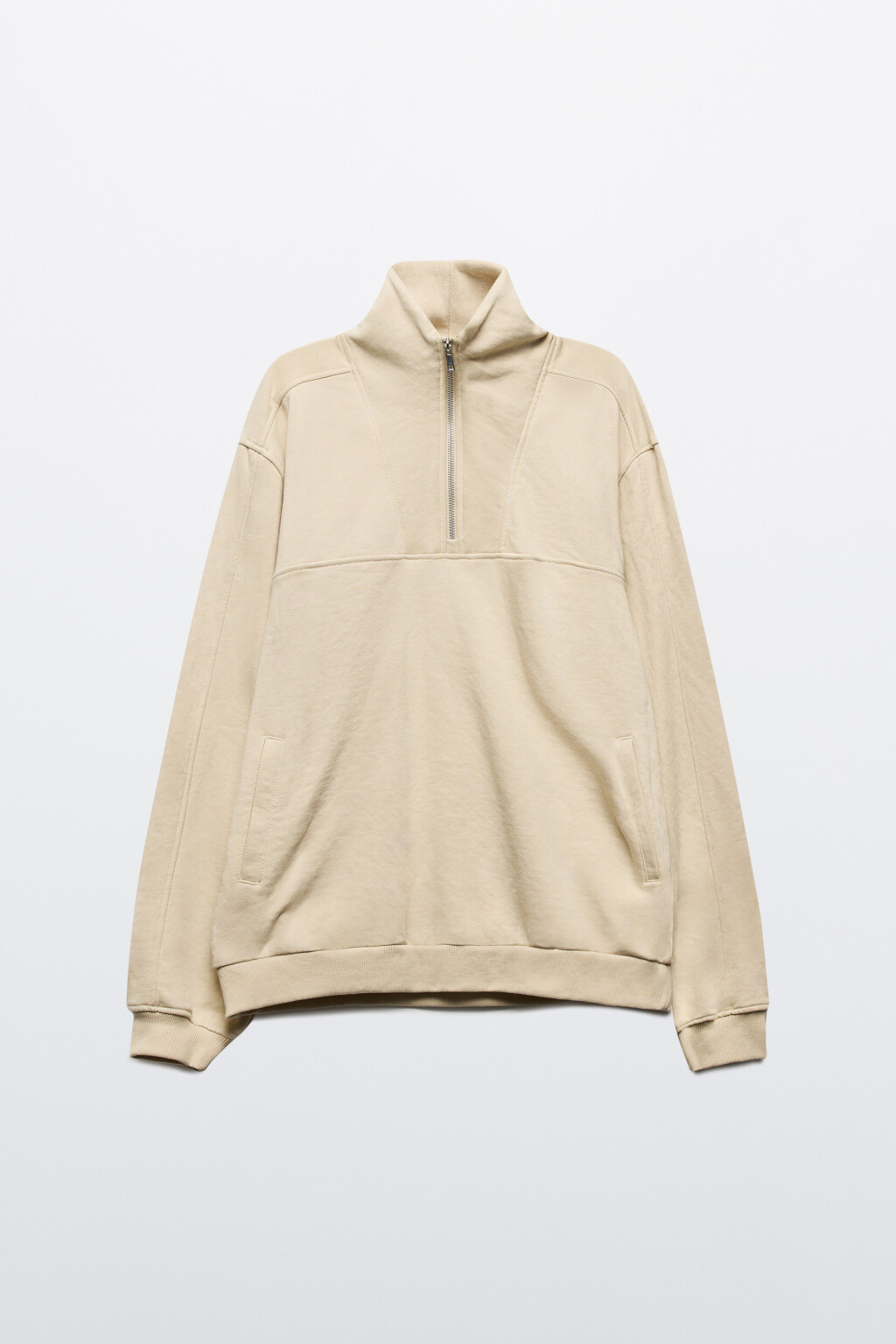 Толстовка oversize с воротником-стойкой на молнии - цвет молочный - 10