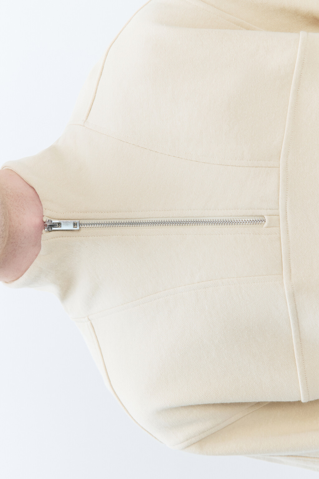 Толстовка oversize с воротником-стойкой на молнии - цвет молочный - 7