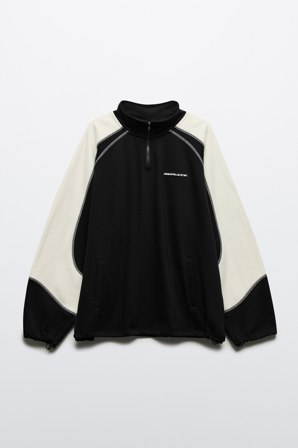 Толстовка oversize флисовая с воротником на молнии - цвет черный - 8