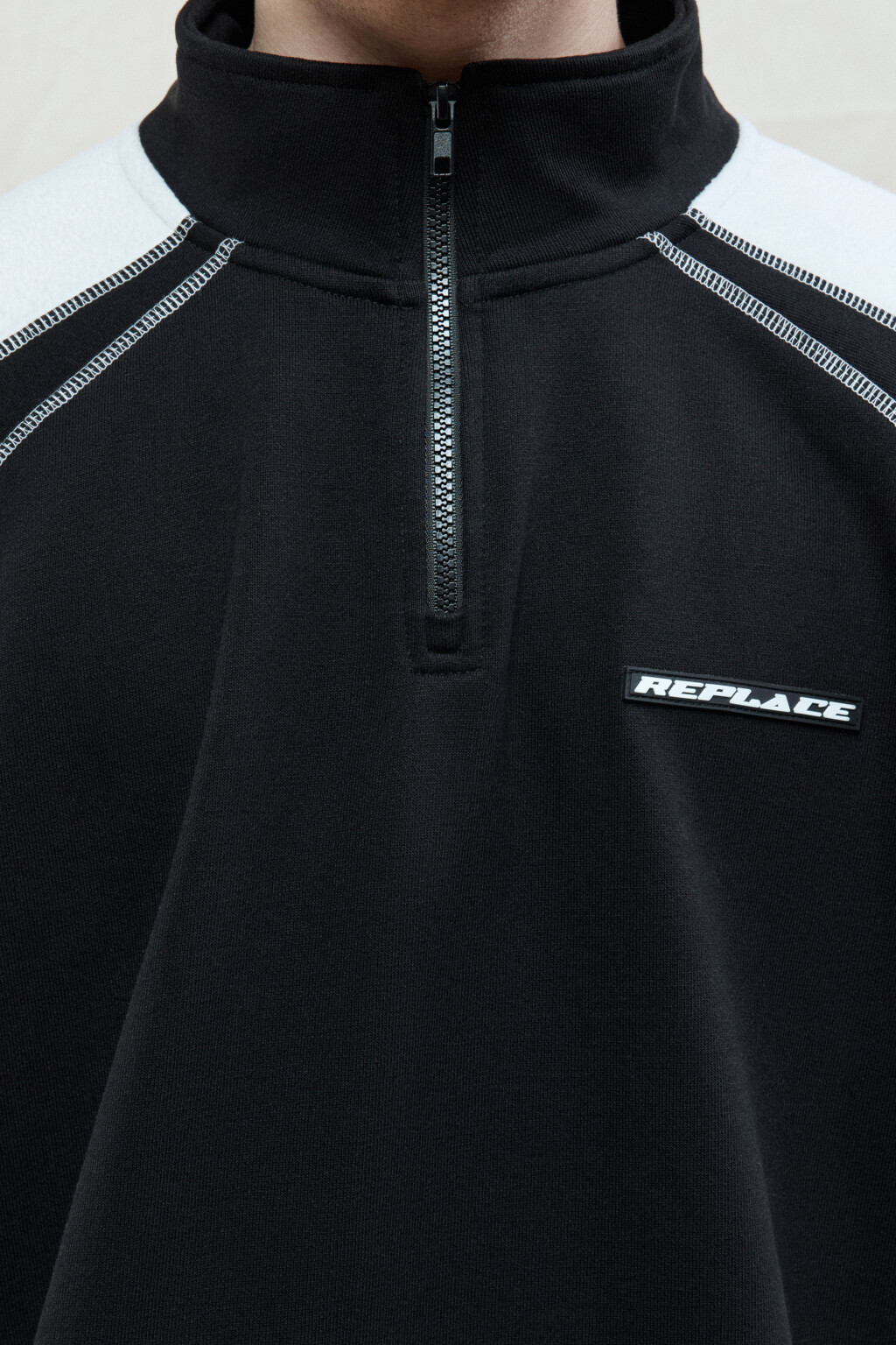 Толстовка oversize флисовая с воротником на молнии - цвет черный - 6