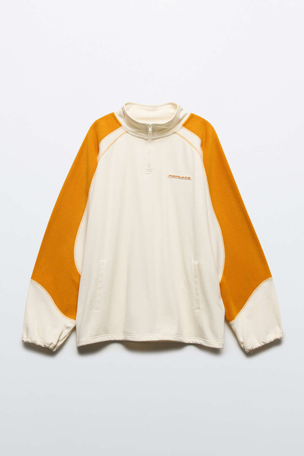 Толстовка oversize флисовая с воротником на молнии - цвет бежевый - 8