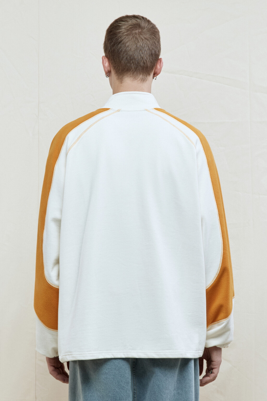 Толстовка oversize флисовая с воротником на молнии - цвет бежевый - 4