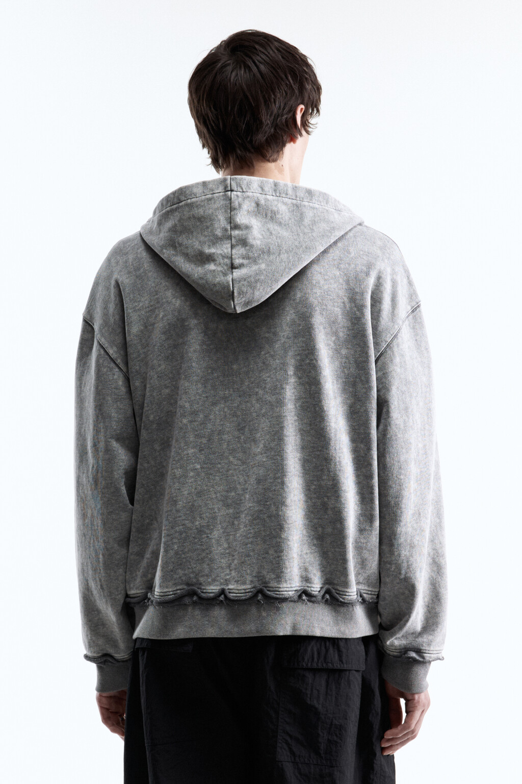 Худи-зипка oversize с вареным эффектом - цвет серый - 5