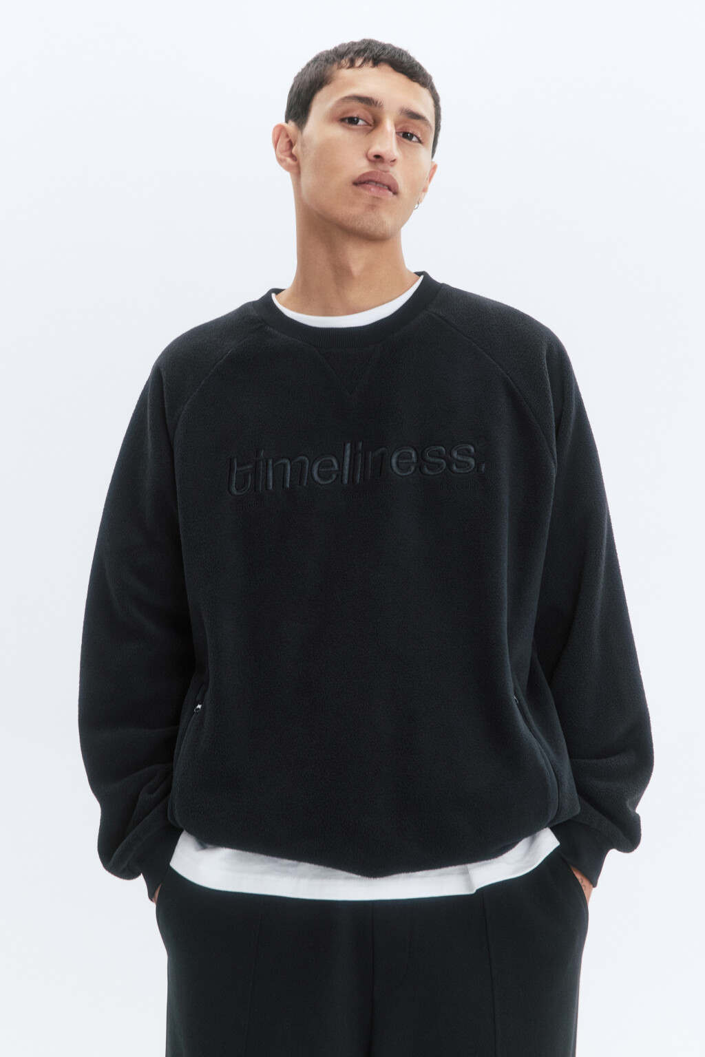 Свитшот oversize флисовый с принтом - цвет черный - 2