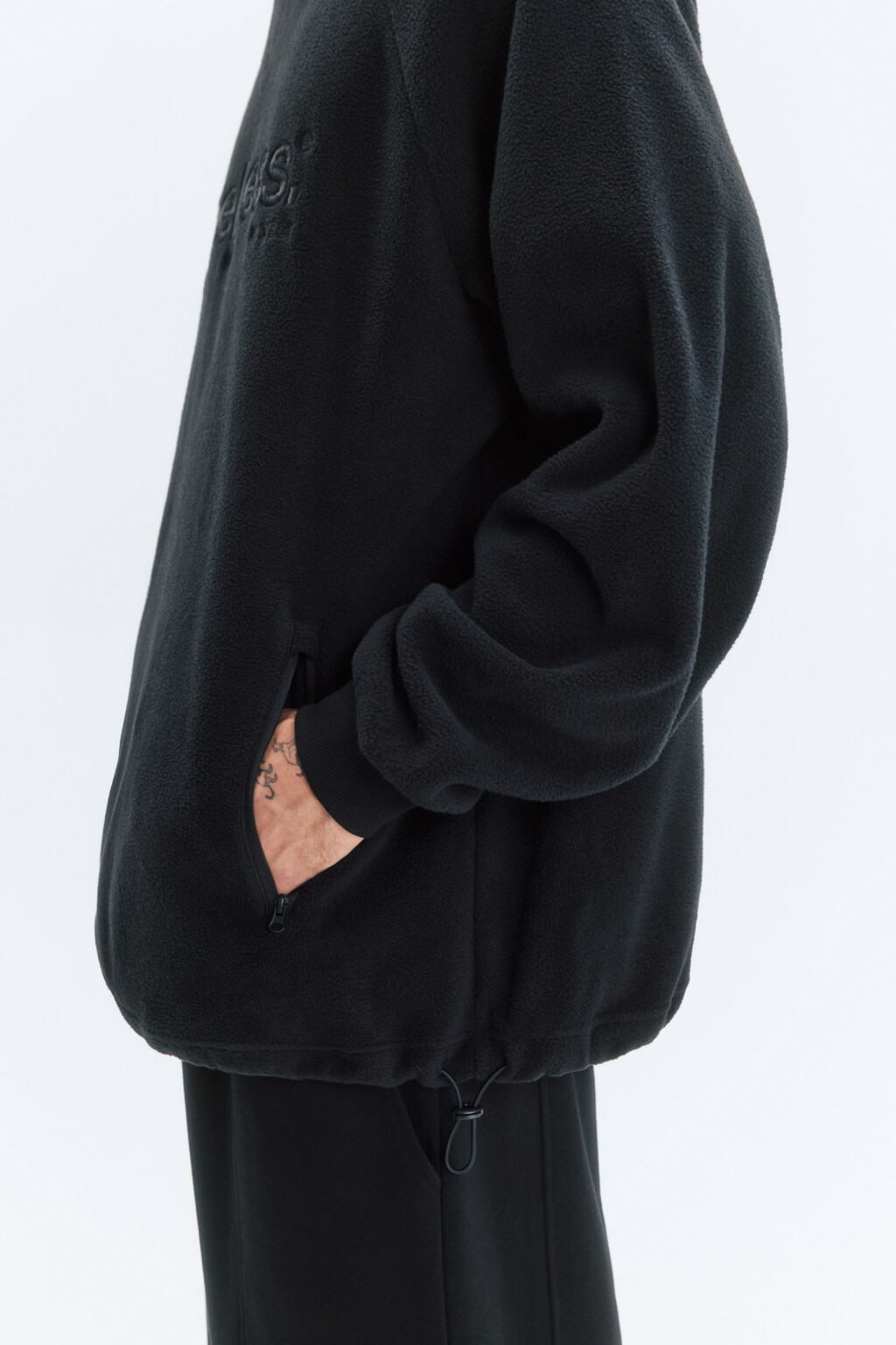 Свитшот oversize флисовый с принтом - цвет черный - 7