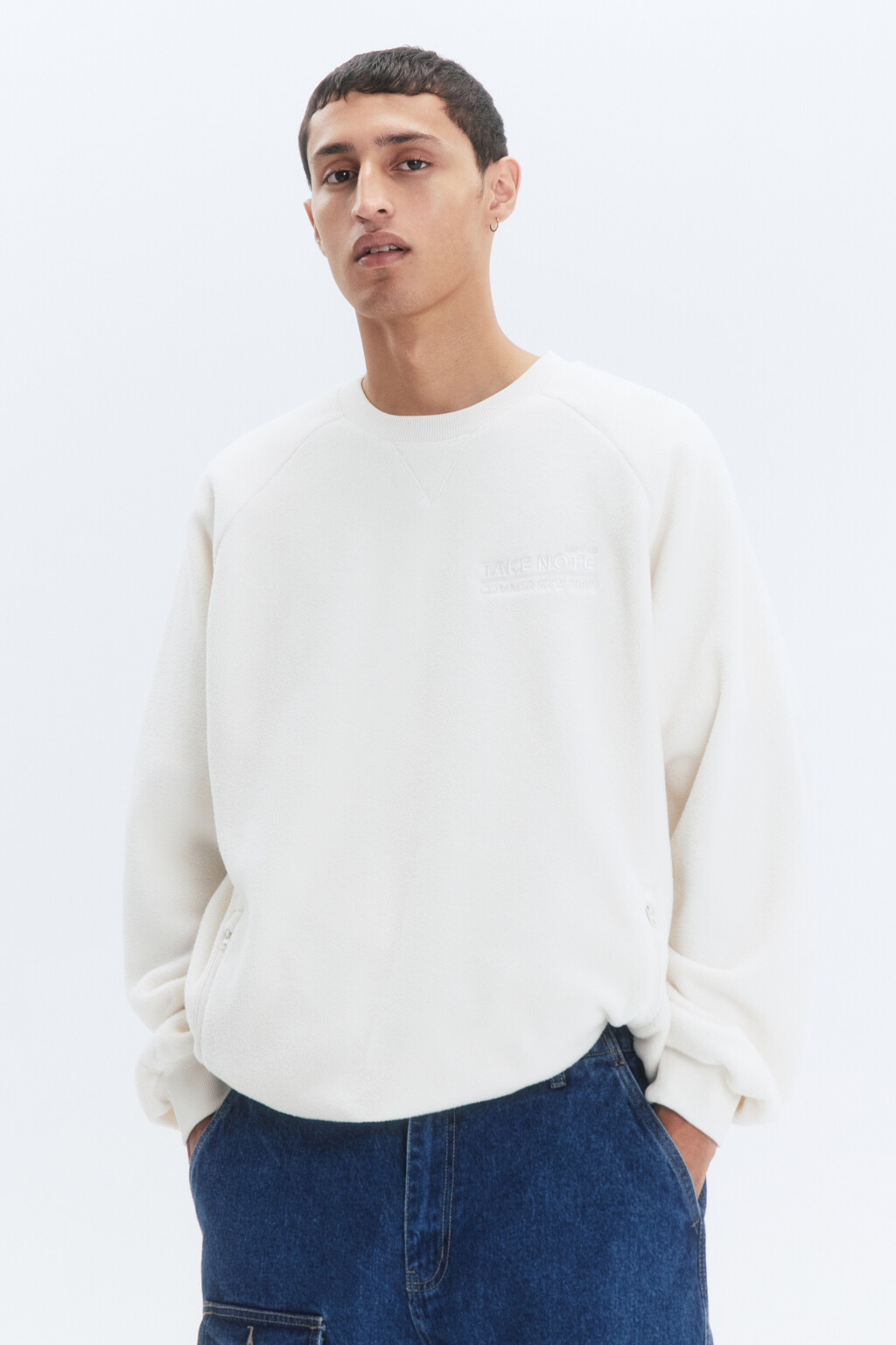 Свитшот oversize флисовый с принтом - цвет бежевый - 7