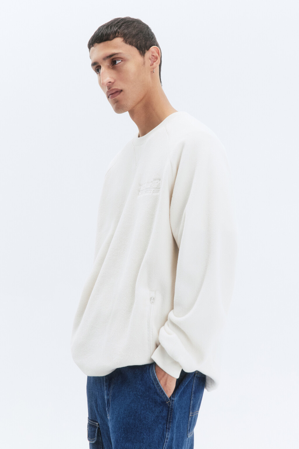 Свитшот oversize флисовый с принтом - цвет бежевый - 1