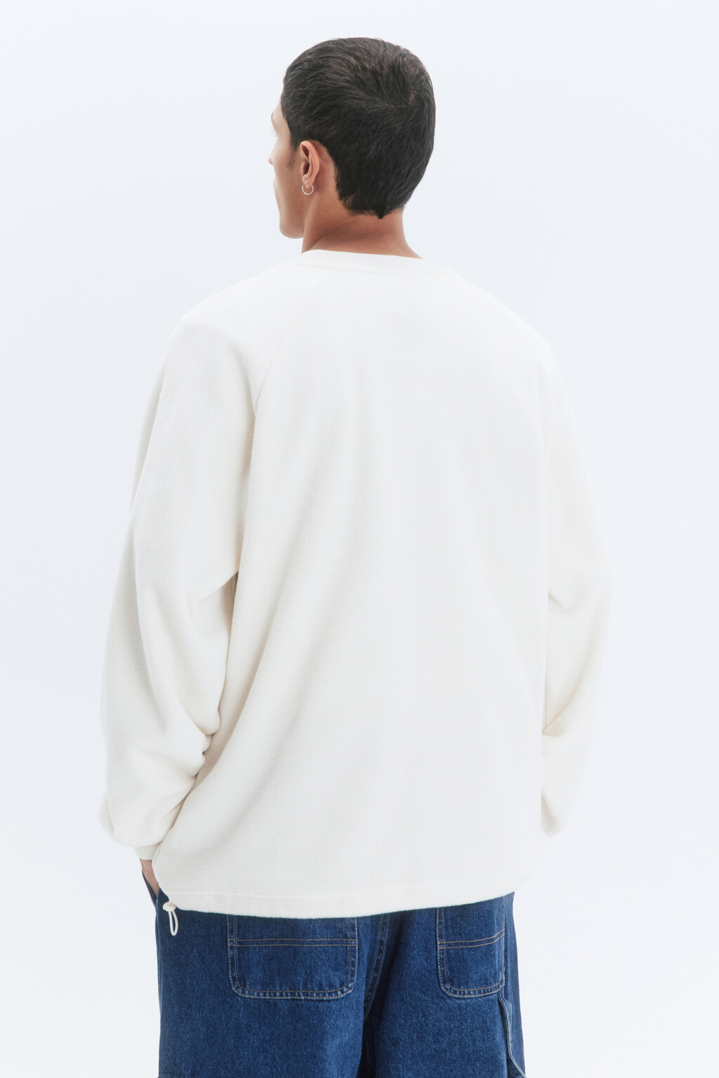 Свитшот oversize флисовый с принтом - цвет бежевый - 2