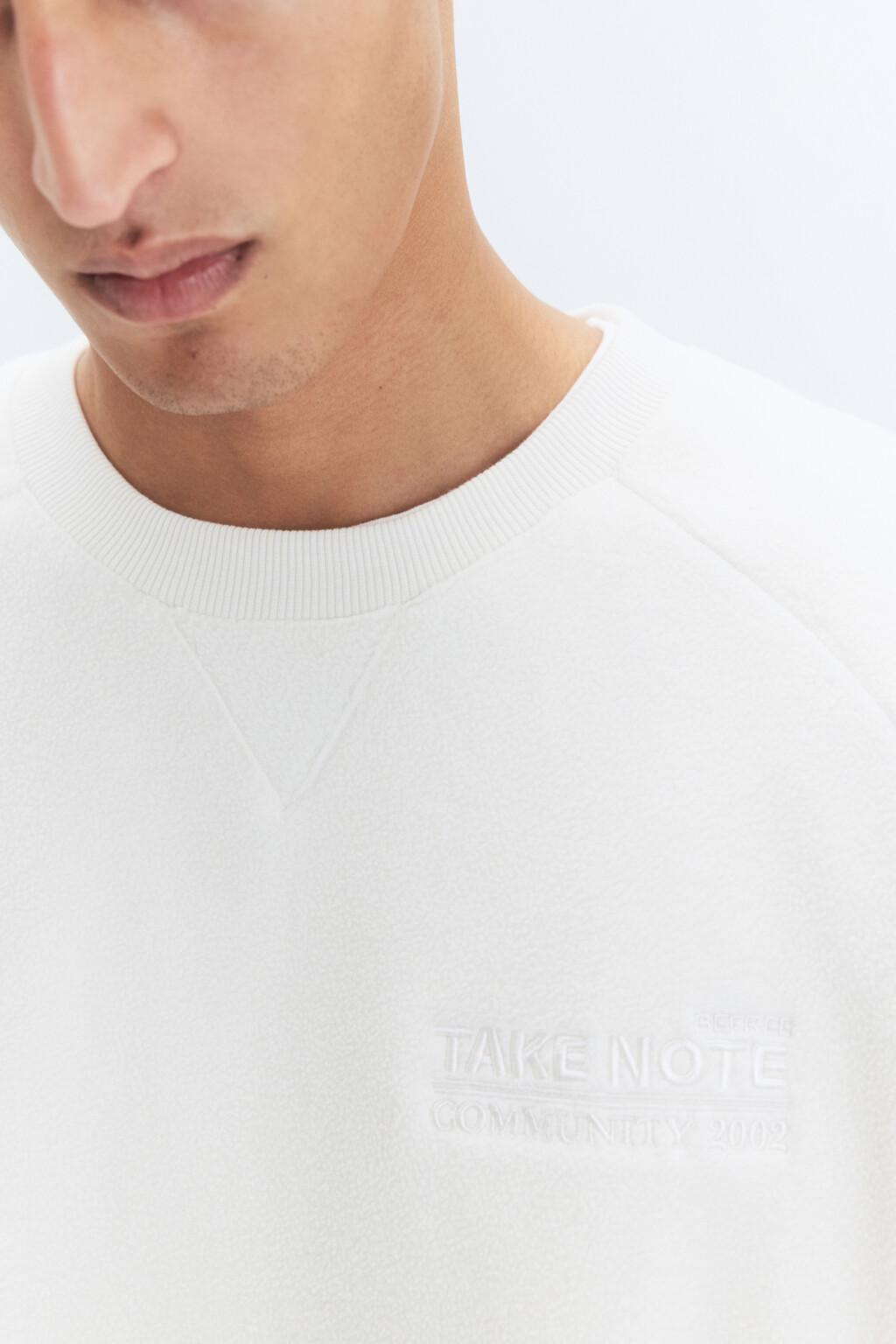 Свитшот oversize флисовый с принтом - цвет бежевый - 5