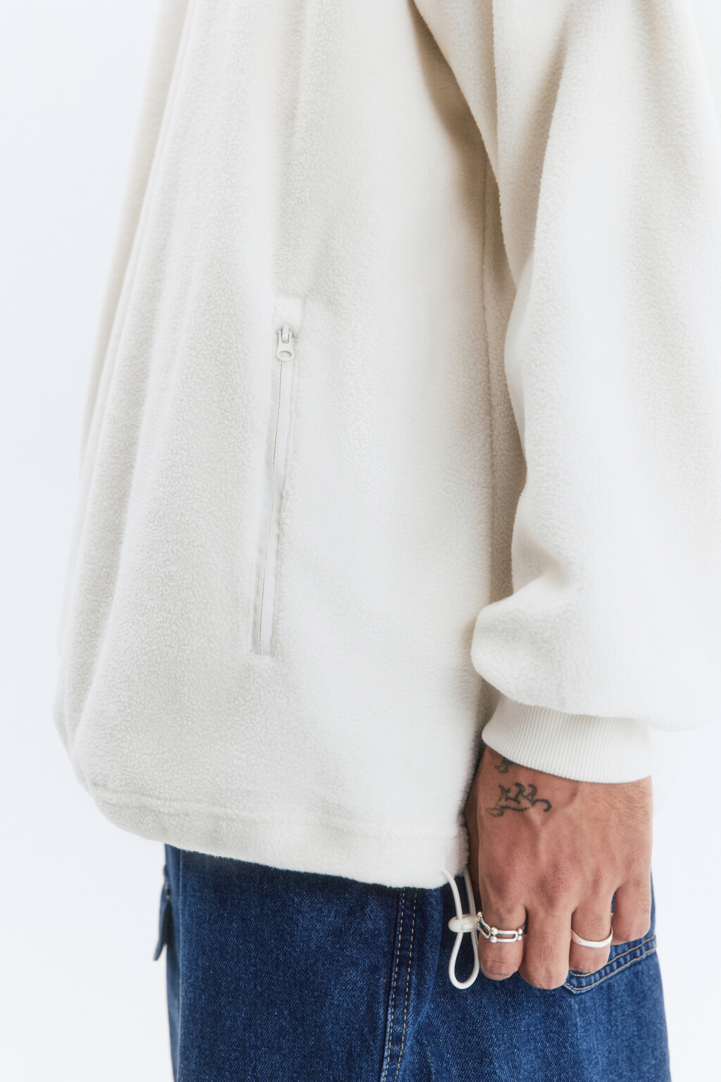 Свитшот oversize флисовый с принтом - цвет бежевый - 6