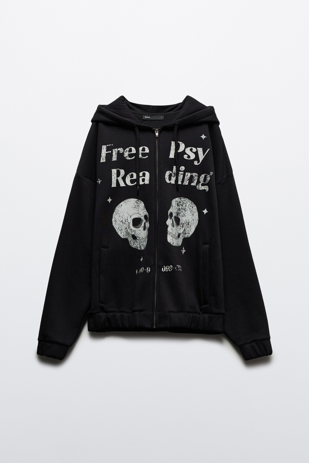 Худи-зипка oversize с капюшоном и принтом - цвет черный - 8