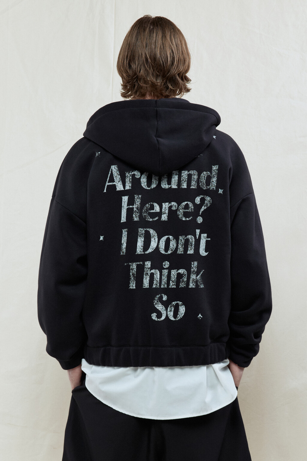 Худи-зипка oversize с капюшоном и принтом - цвет черный - 4