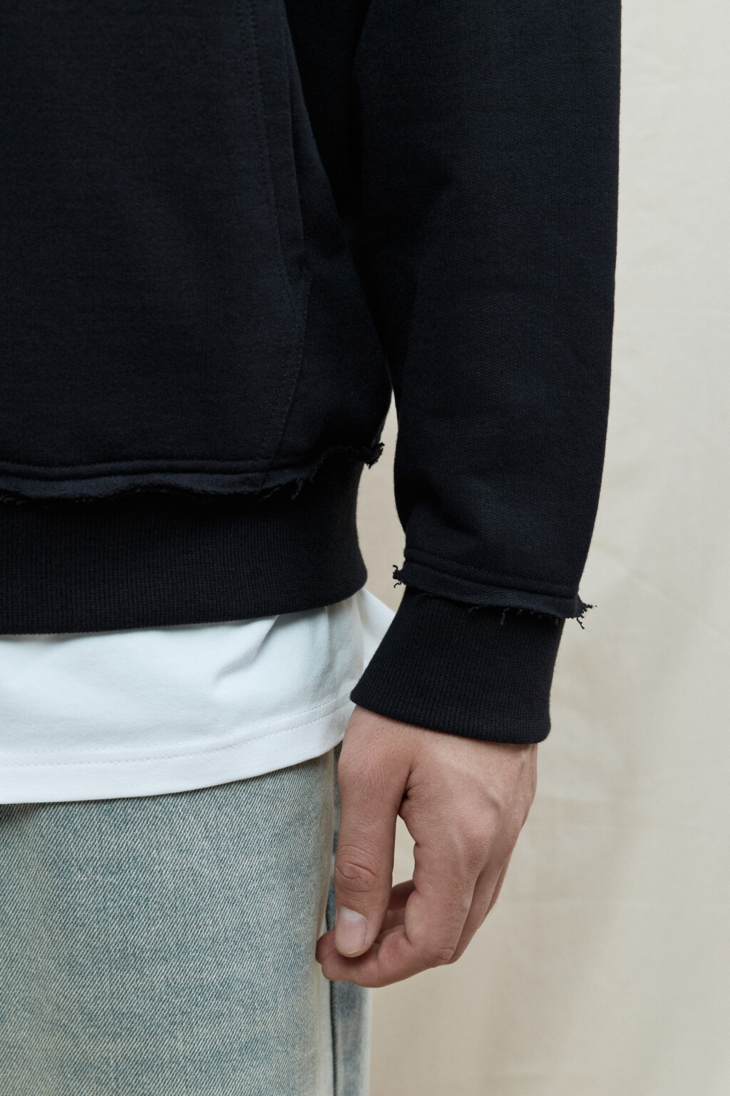 Худи-зипка oversize из футера с капюшоном - цвет черный - 8