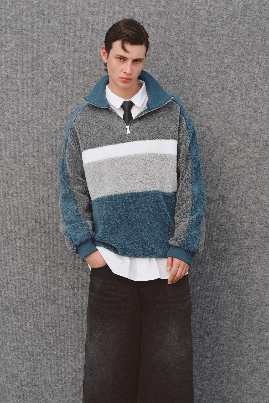 Толстовка half-zip флисовая с воротником-стойкой - цвет серый - 9