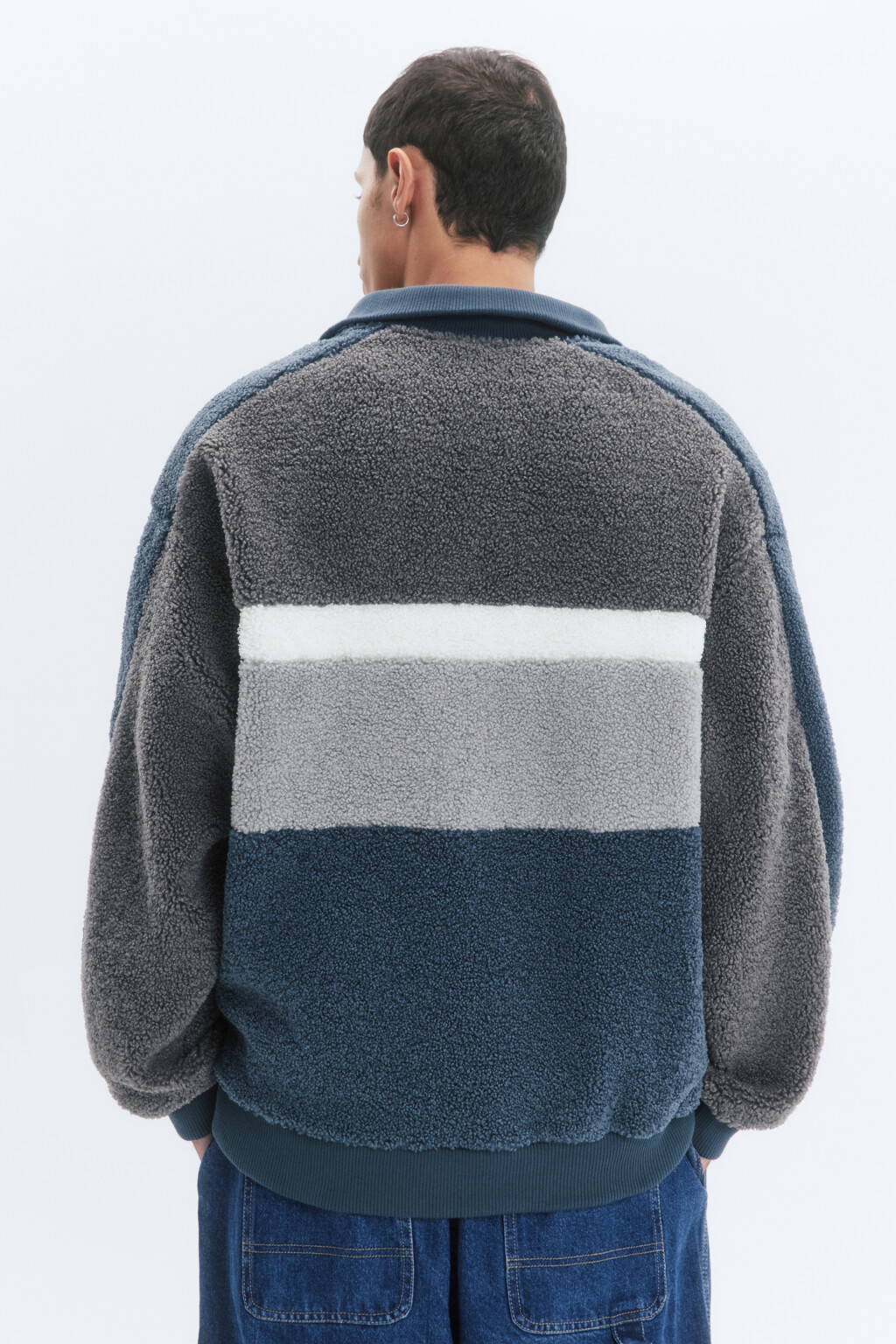 Толстовка half-zip флисовая с воротником-стойкой - цвет серый - 4