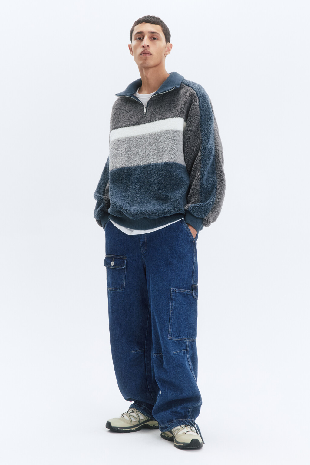 Толстовка half-zip флисовая с воротником-стойкой - цвет серый - 5