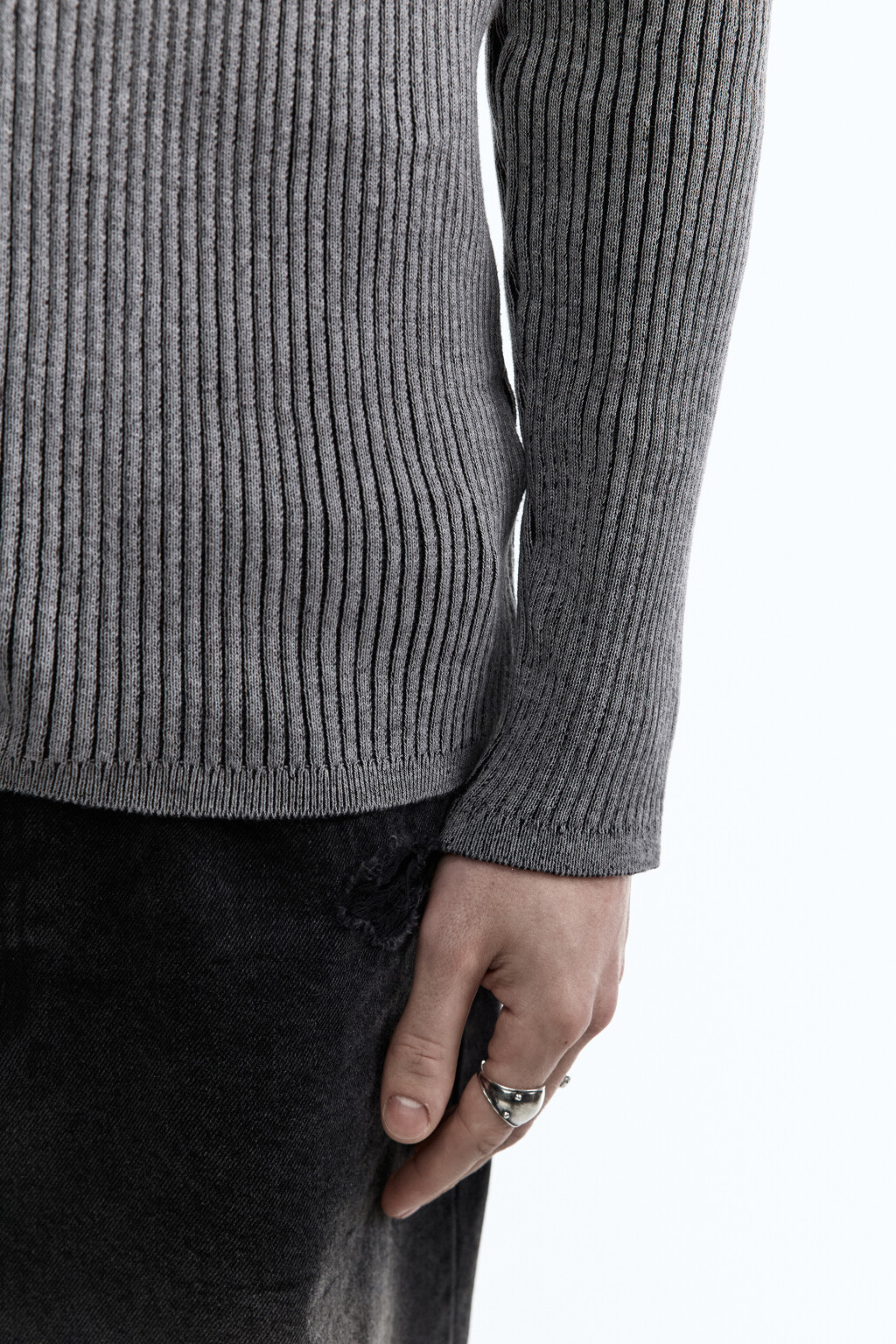 Джемпер вязаный облегающий на молнии - цвет серый - 7