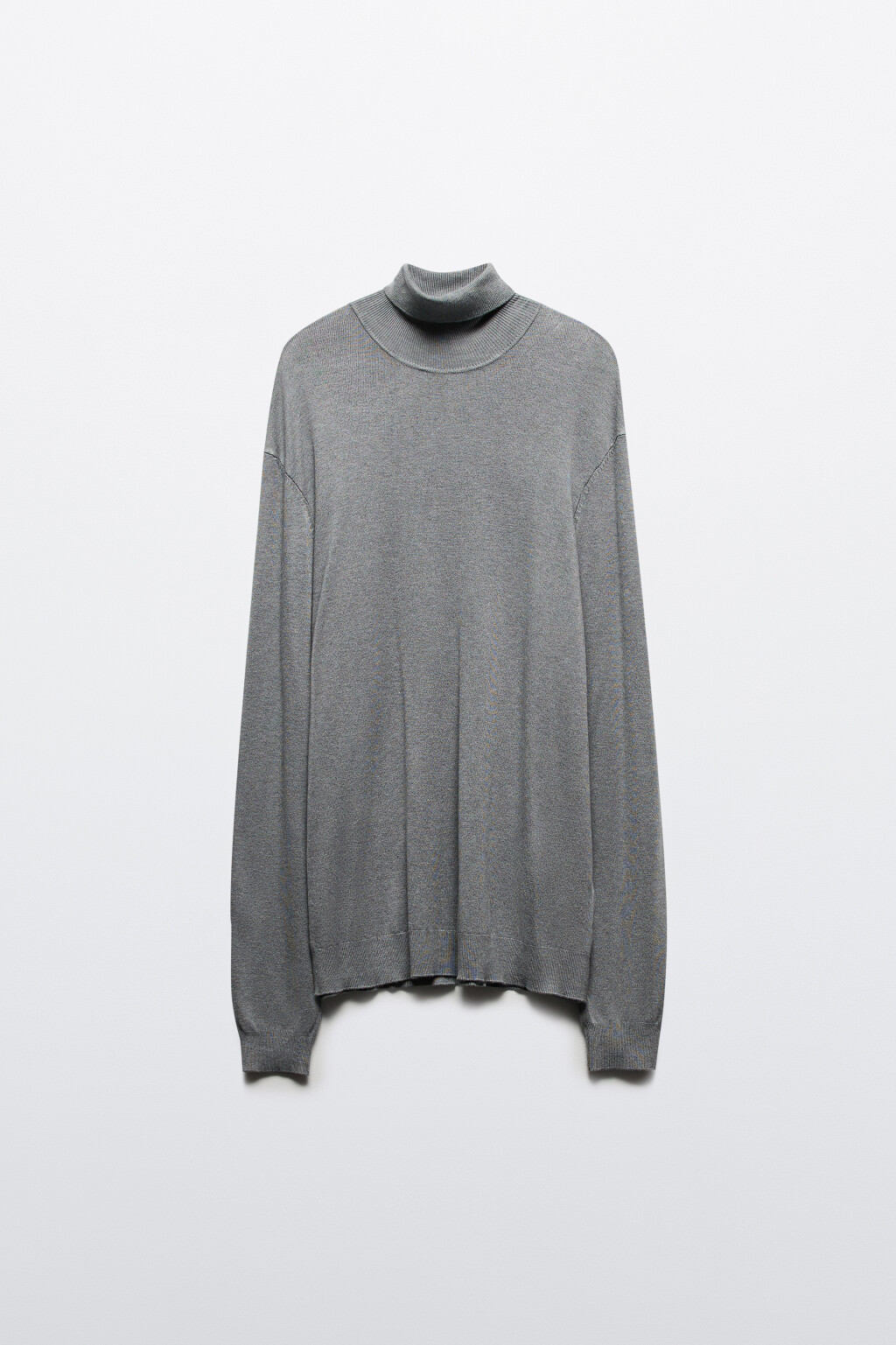 Водолазка вязаная вискозная с высоким воротником - цвет серый - 8