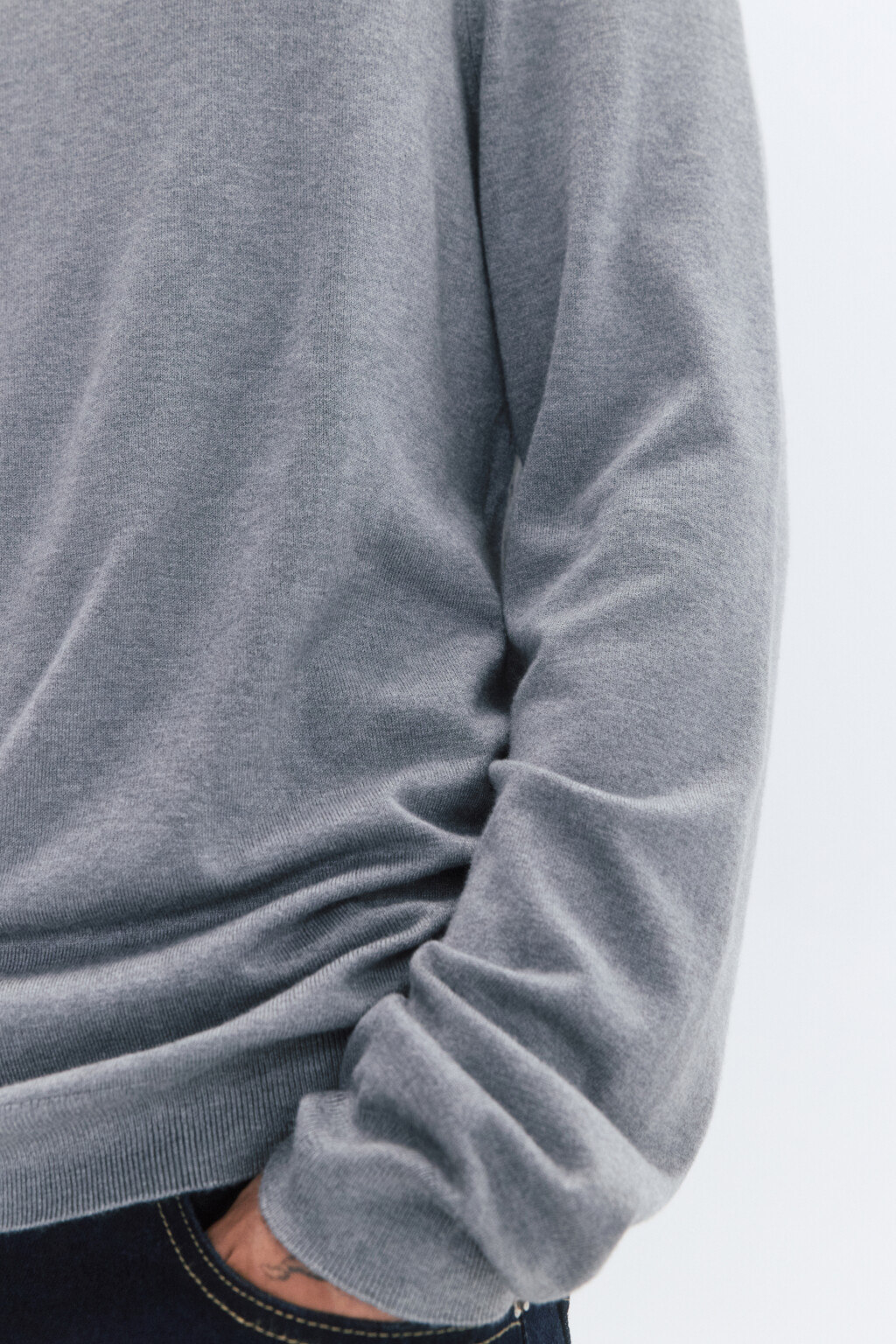 Водолазка вязаная вискозная с высоким воротником - цвет серый - 7