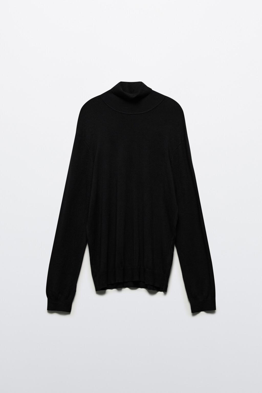 Водолазка вязаная вискозная с высоким воротником - цвет черный - 8