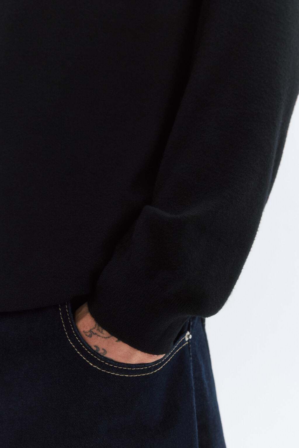 Водолазка вязаная вискозная с высоким воротником - цвет черный - 7