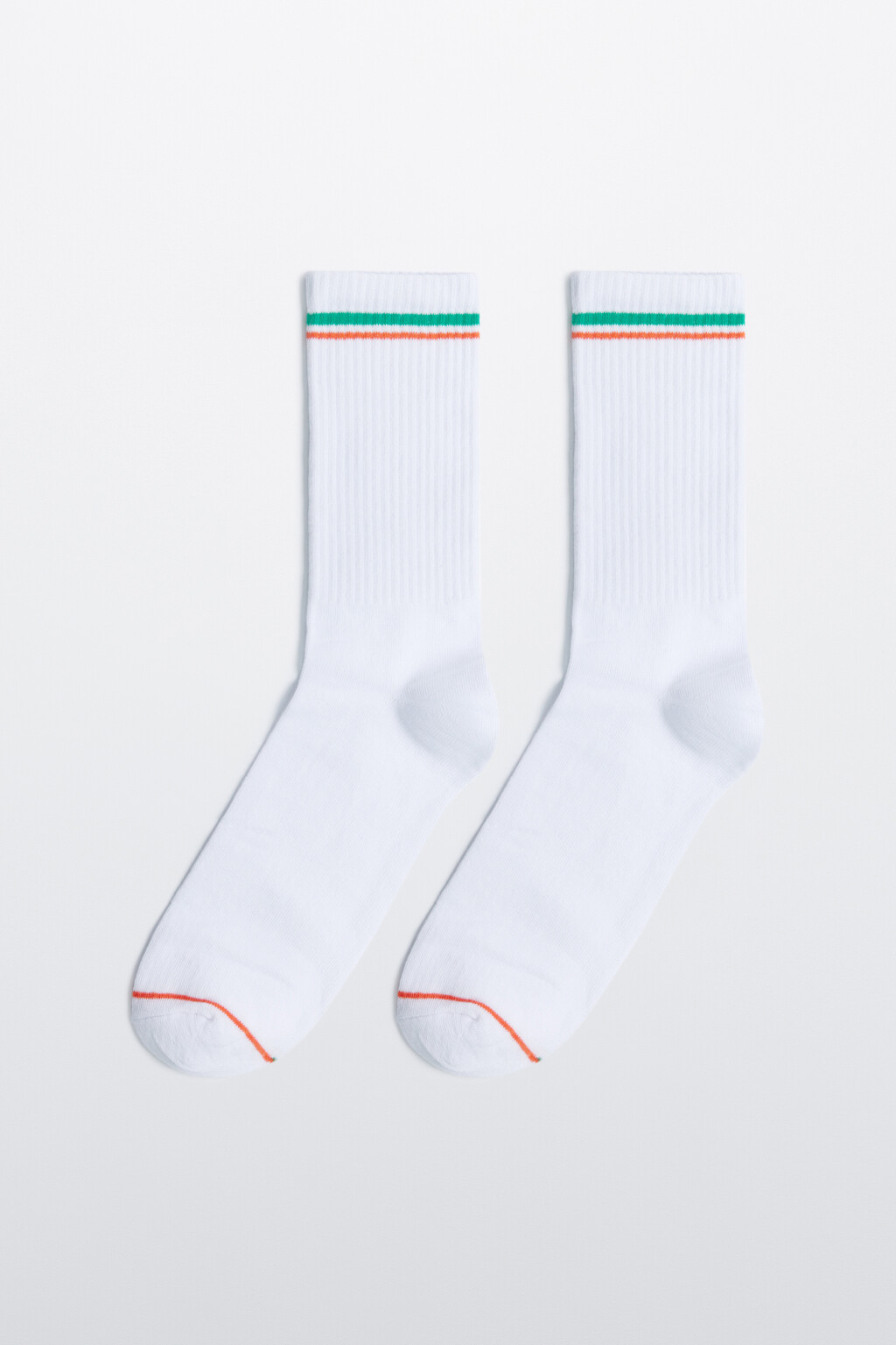 Носки высокие хлопковые с принтом - цвет белый - 1