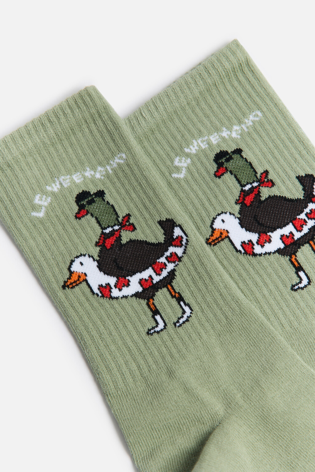 Носки высокие с забавным принтом - цвет зеленый - 2