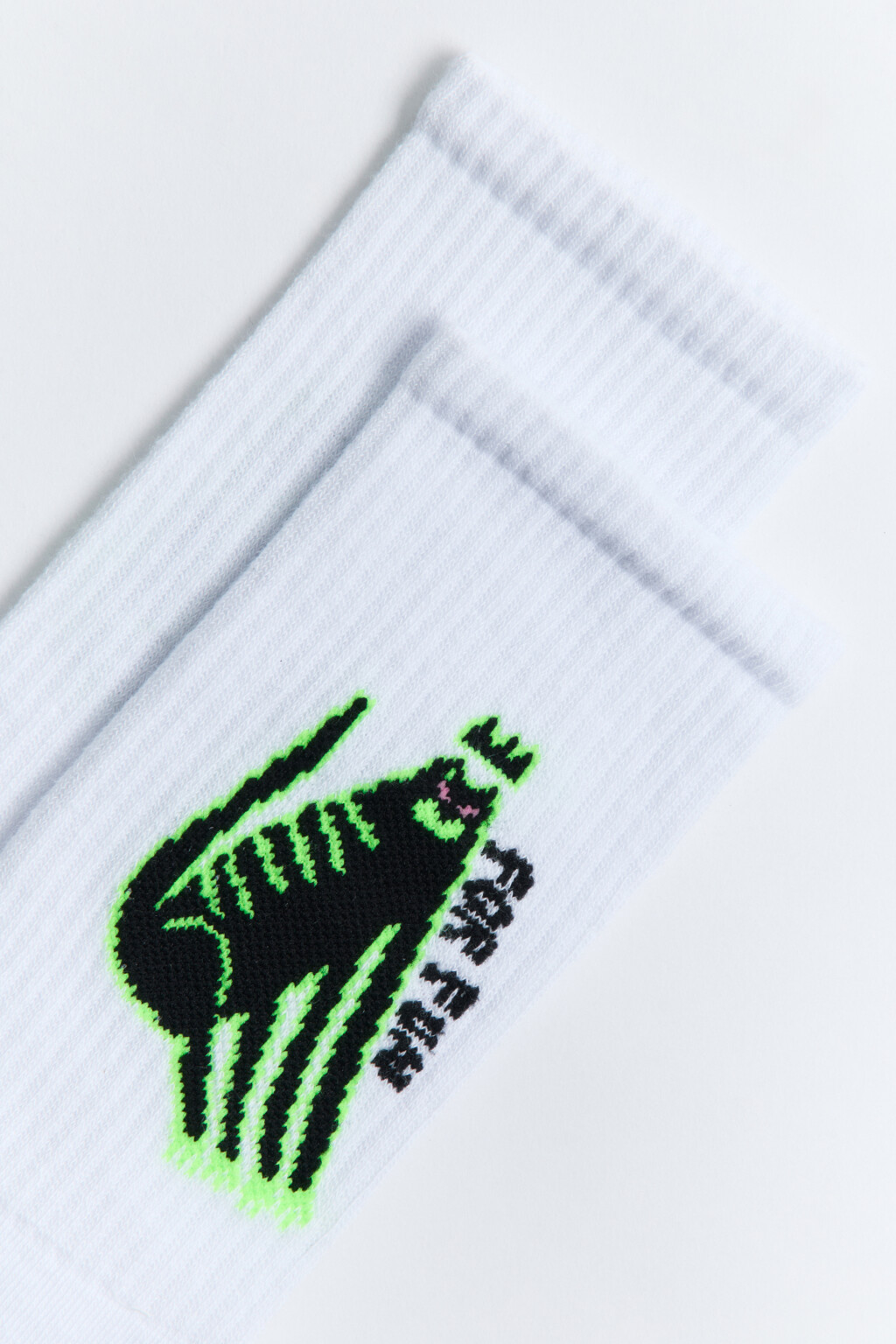 Носки высокие хлопковые с принтом - цвет белый - 2
