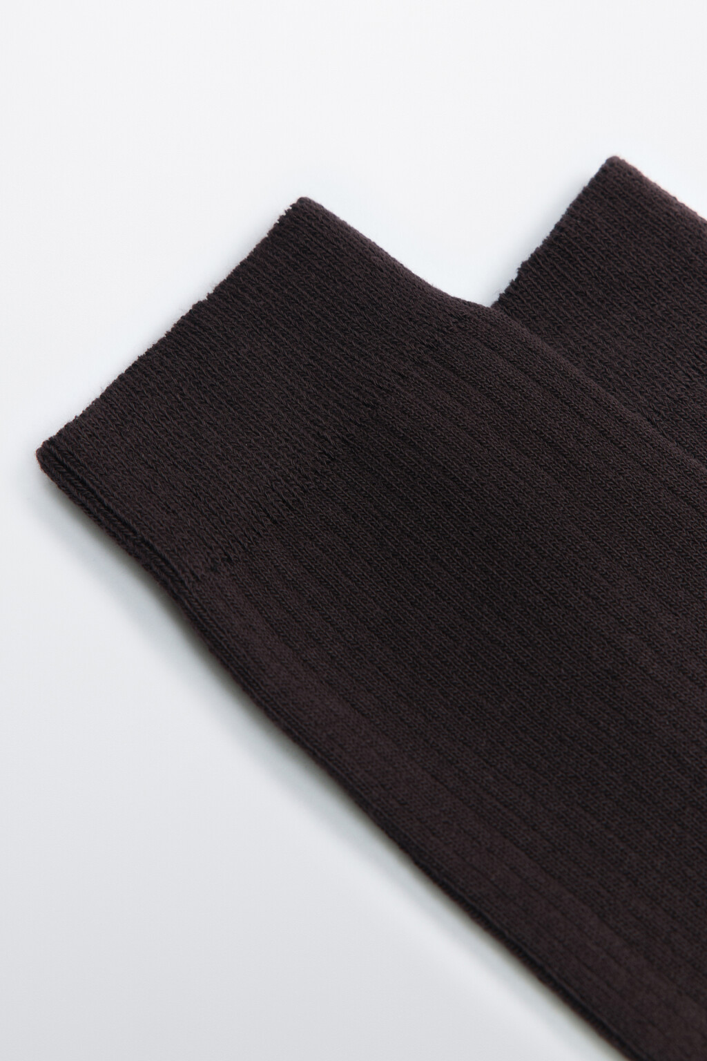 Носки высокие хлопковые в рубчик - цвет коричневый - 2