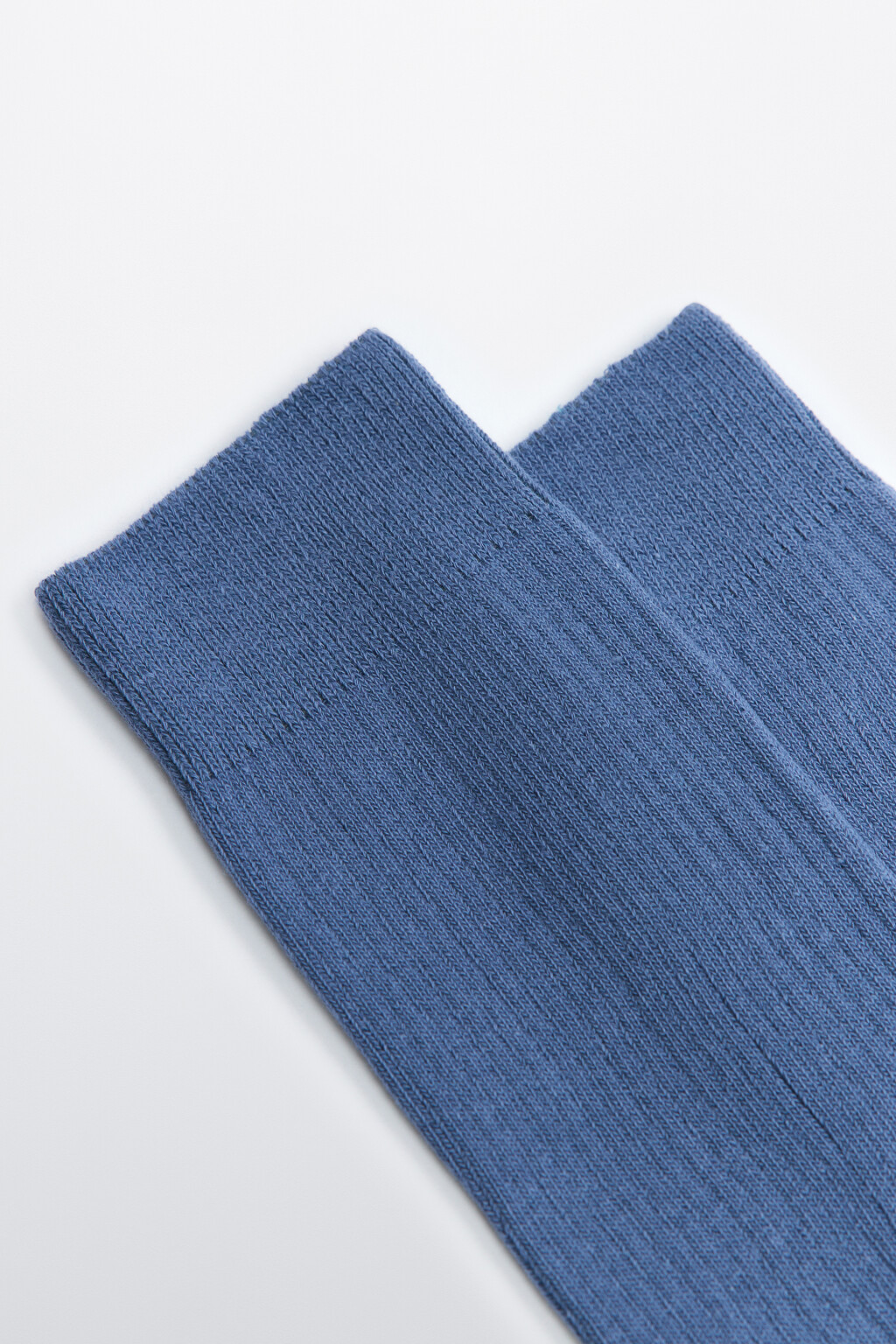 Носки высокие хлопковые в рубчик - цвет синий - 2