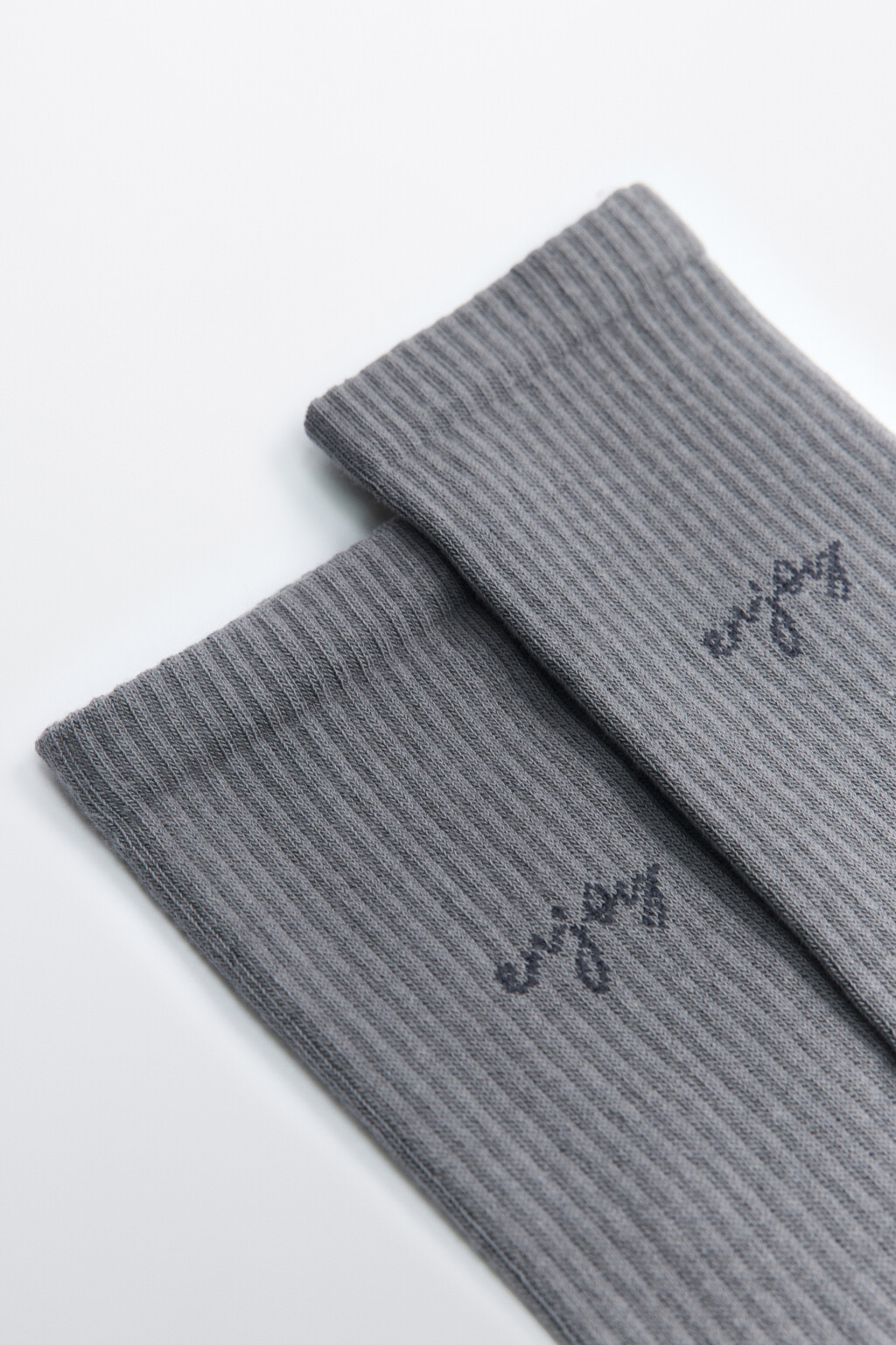 Носки высокие хлопковые с надписью - цвет серый - 2