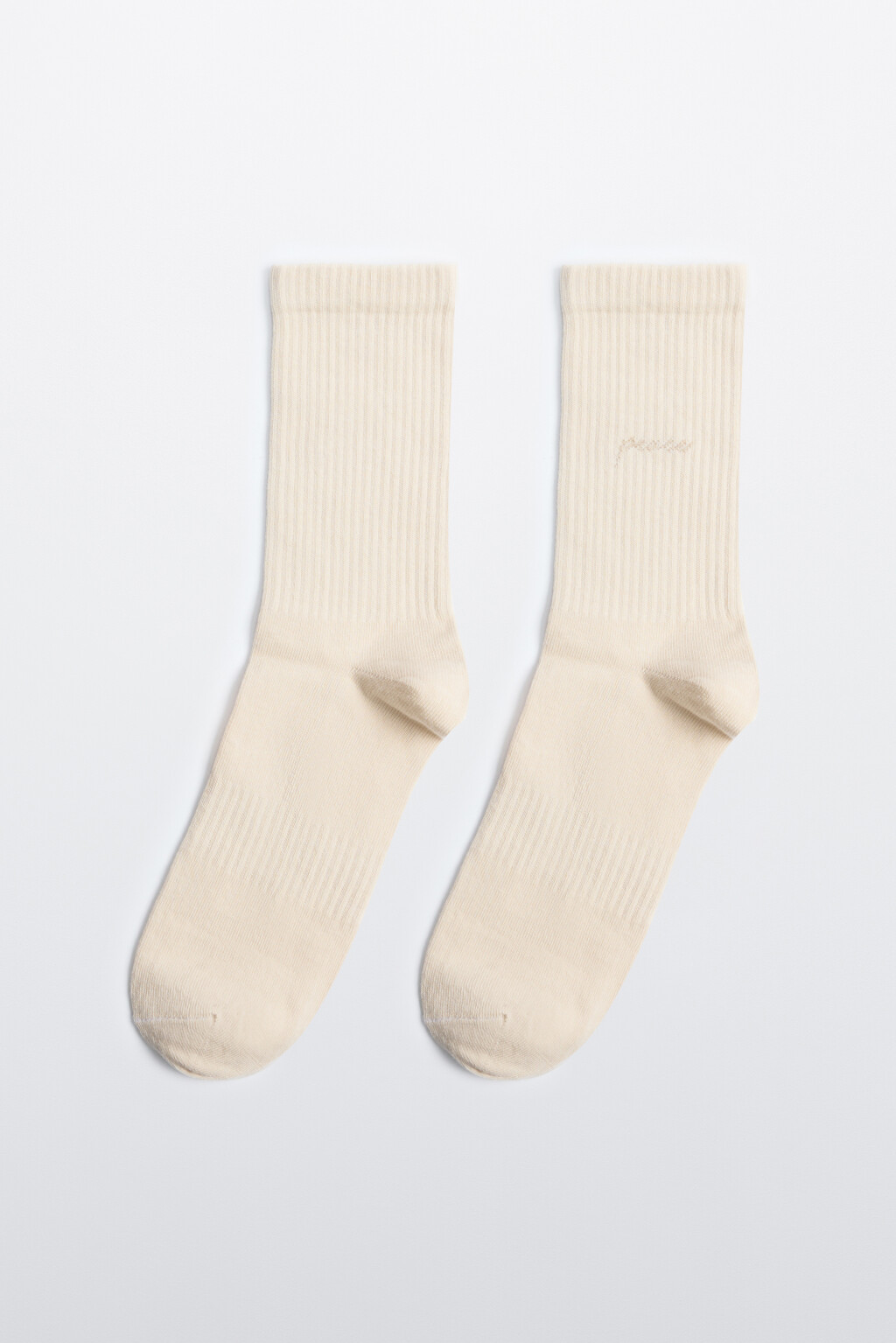 Носки высокие хлопковые с надписью - цвет бежевый - 1