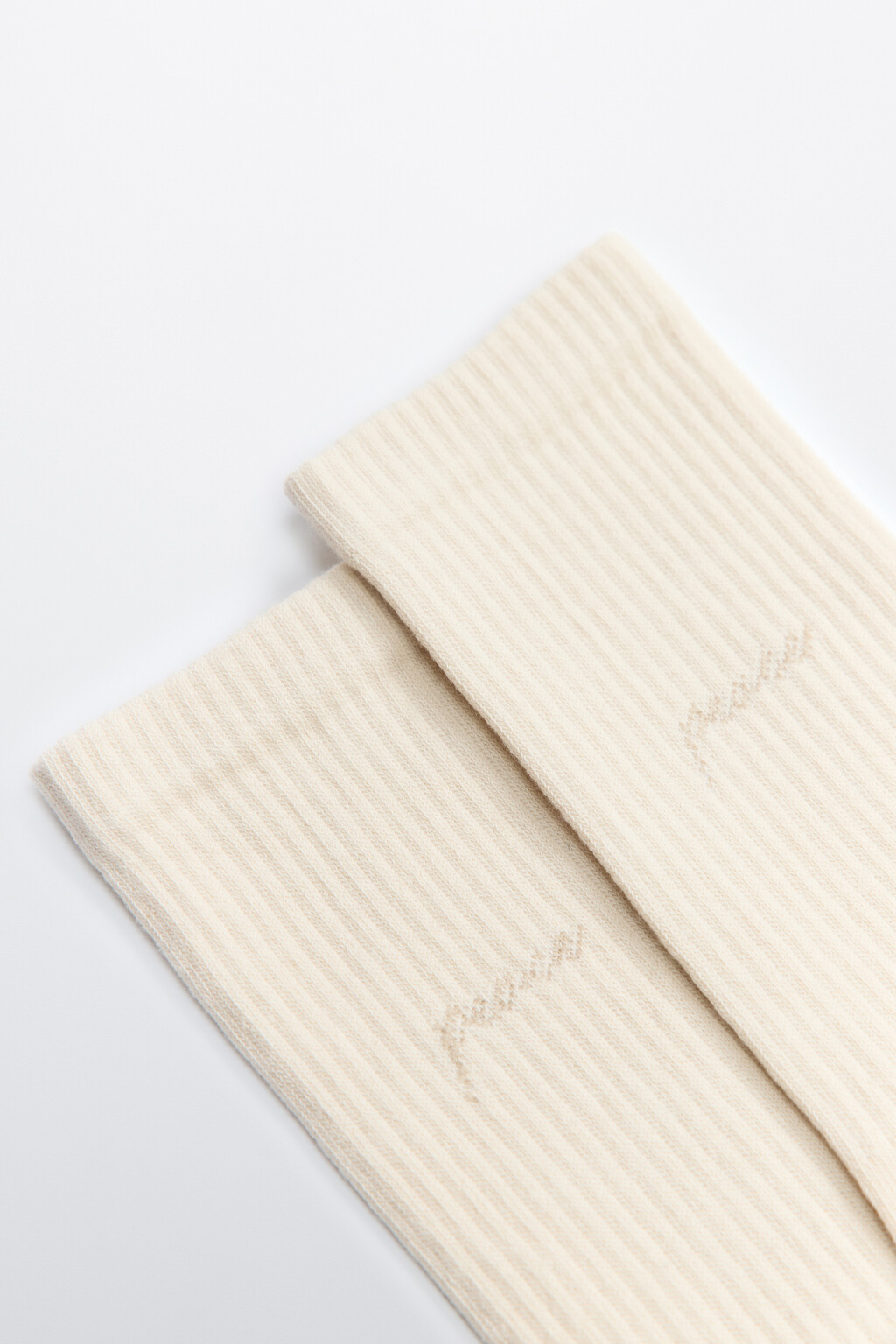 Носки высокие хлопковые с надписью - цвет бежевый - 2