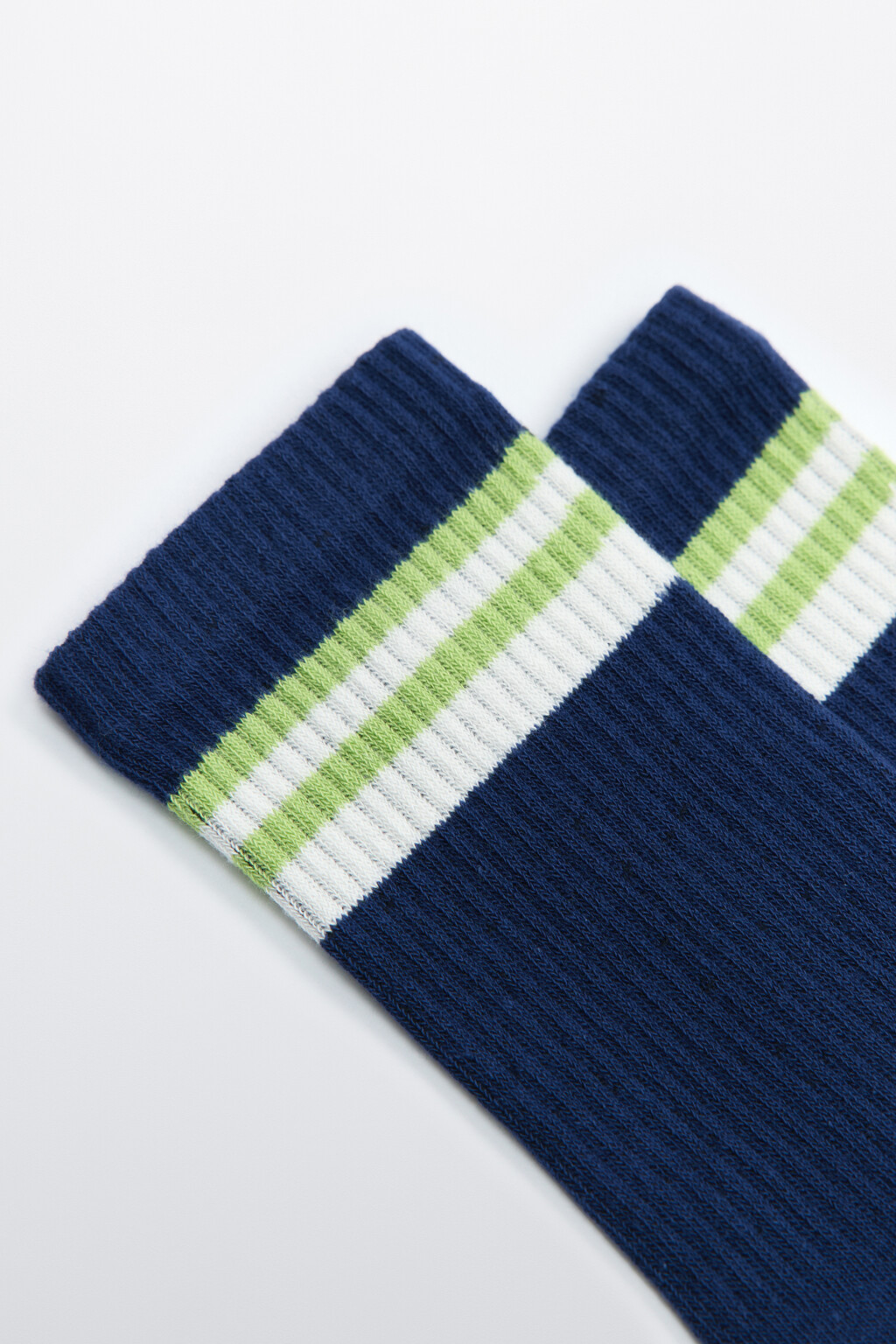 Носки высокие хлопковые с полосками - цвет синий - 2