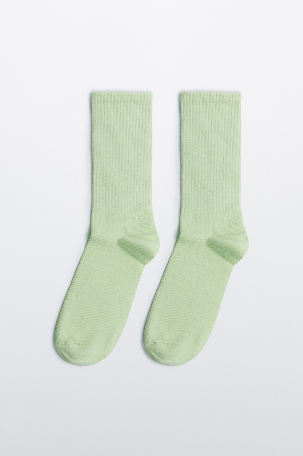 Носки высокие хлопковые в рубчик - цвет зеленый - 1