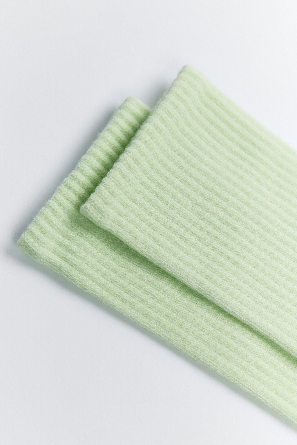 Носки высокие хлопковые в рубчик - цвет зеленый - 2