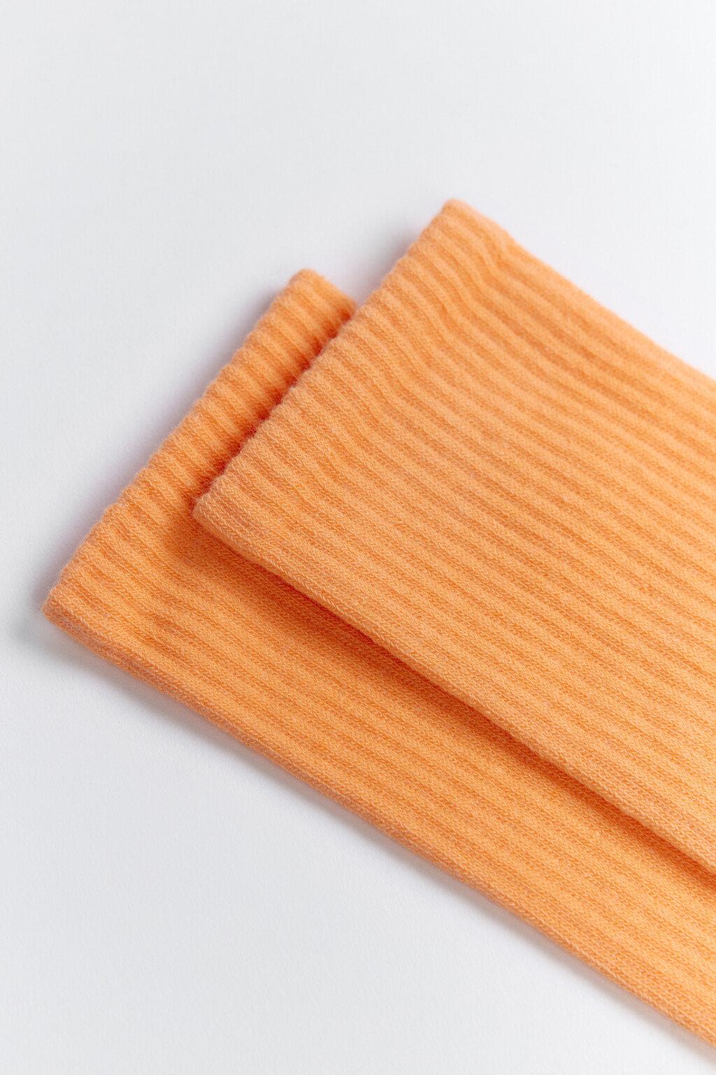 Носки высокие хлопковые в рубчик - цвет оранжевый - 2