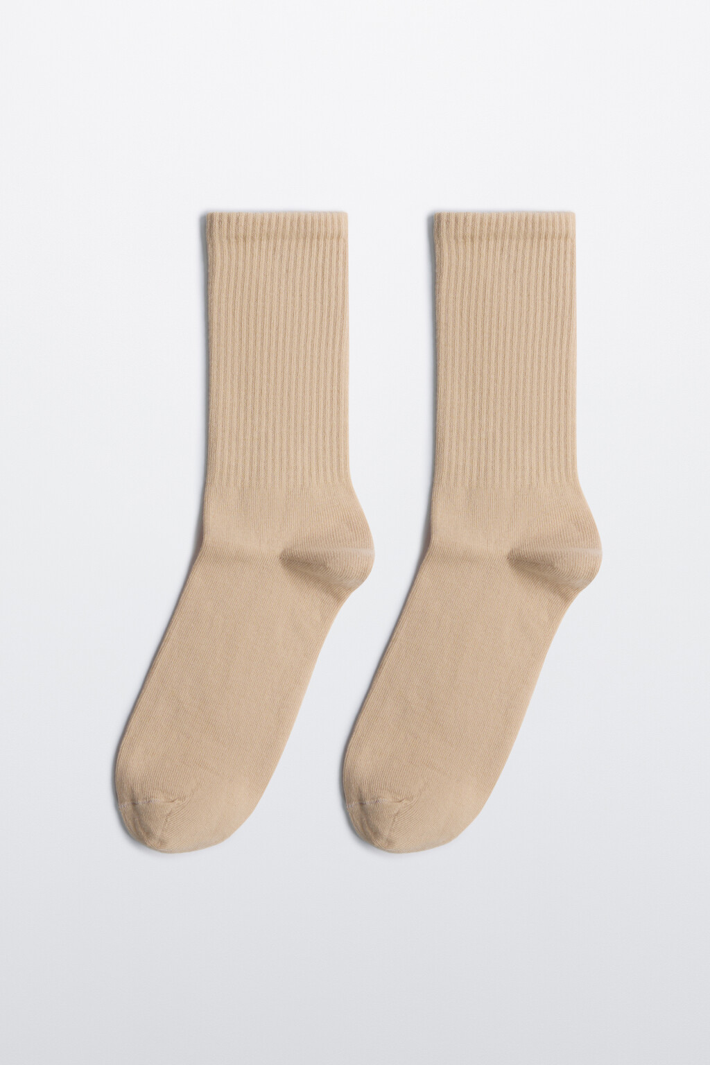 Носки высокие хлопковые в рубчик - цвет бежевый - 1