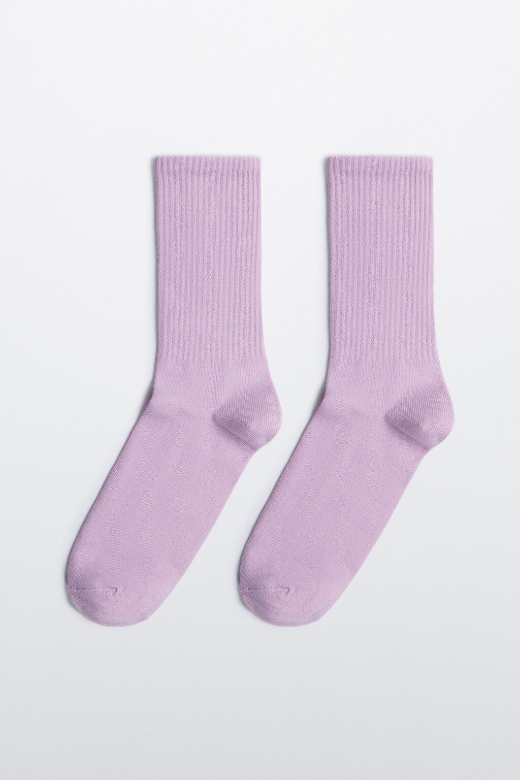 Носки высокие хлопковые в рубчик - цвет фиолетовый - 1