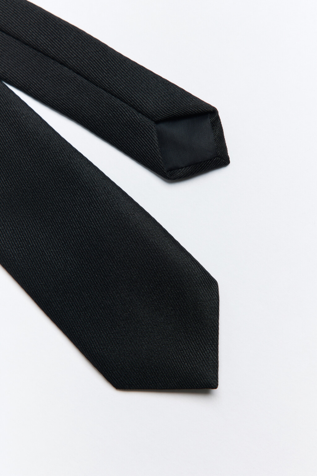 Галстук узкий атласный без узла - цвет черный - 2