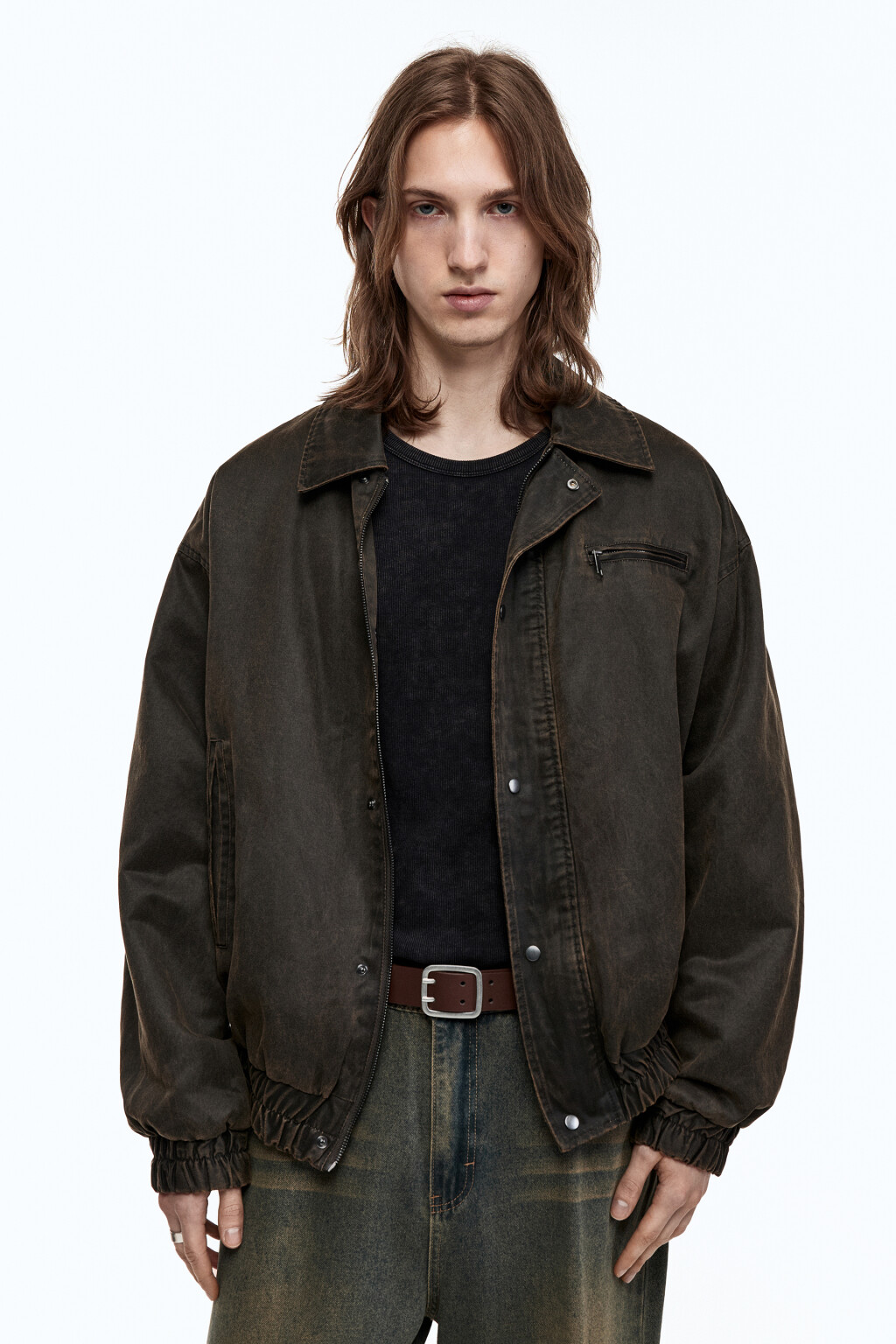 Ремень брючный с квадратной пряжкой - цвет коричневый - 2