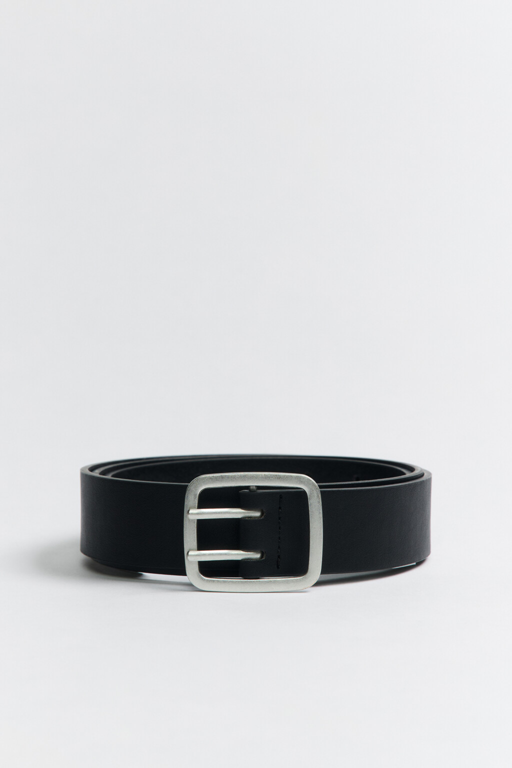 Ремень брючный с квадратной пряжкой - цвет черный - 1