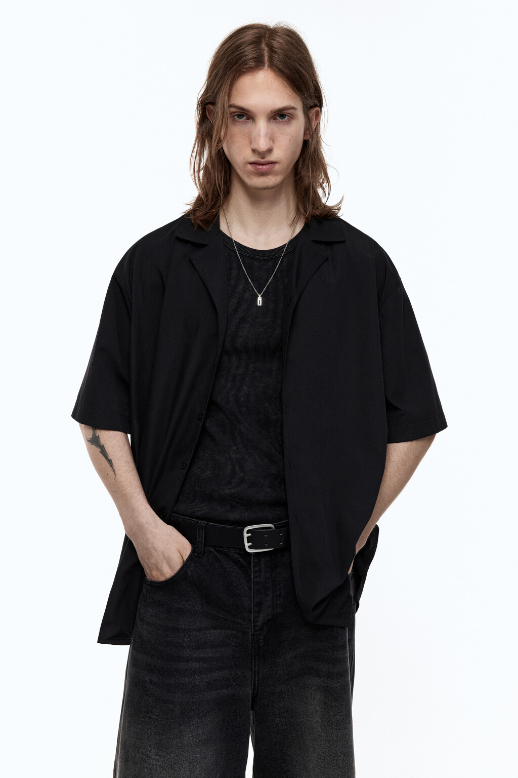 Ремень брючный с квадратной пряжкой - цвет черный - 4