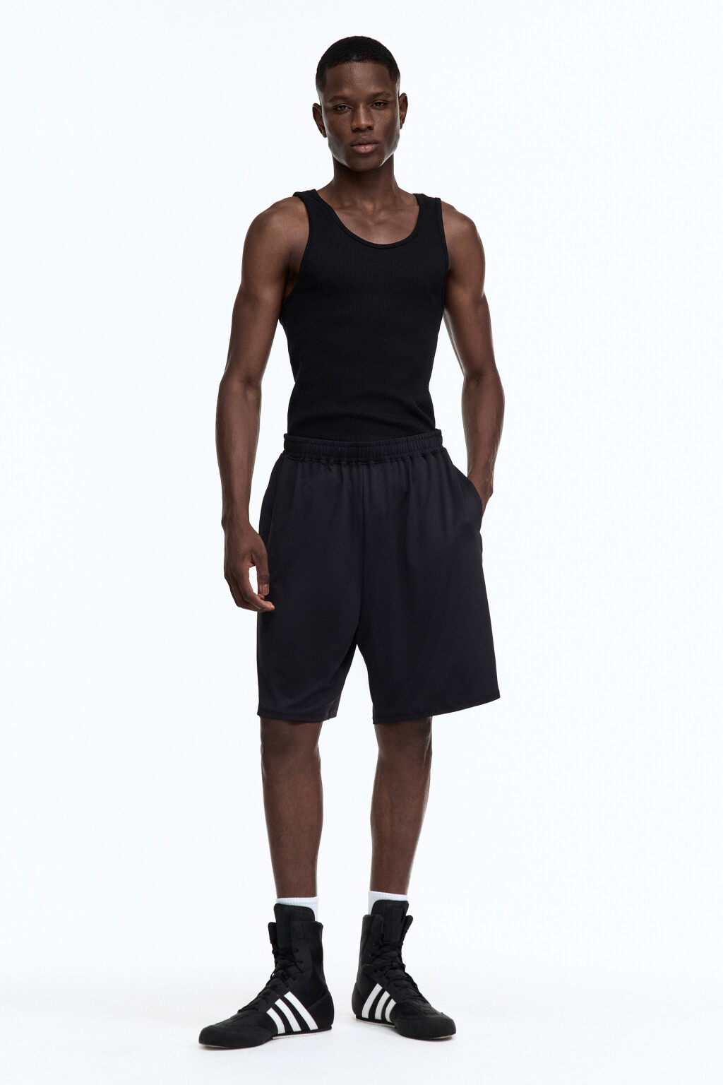 Шорты спортивные с поясом-резинкой - цвет черный - 5