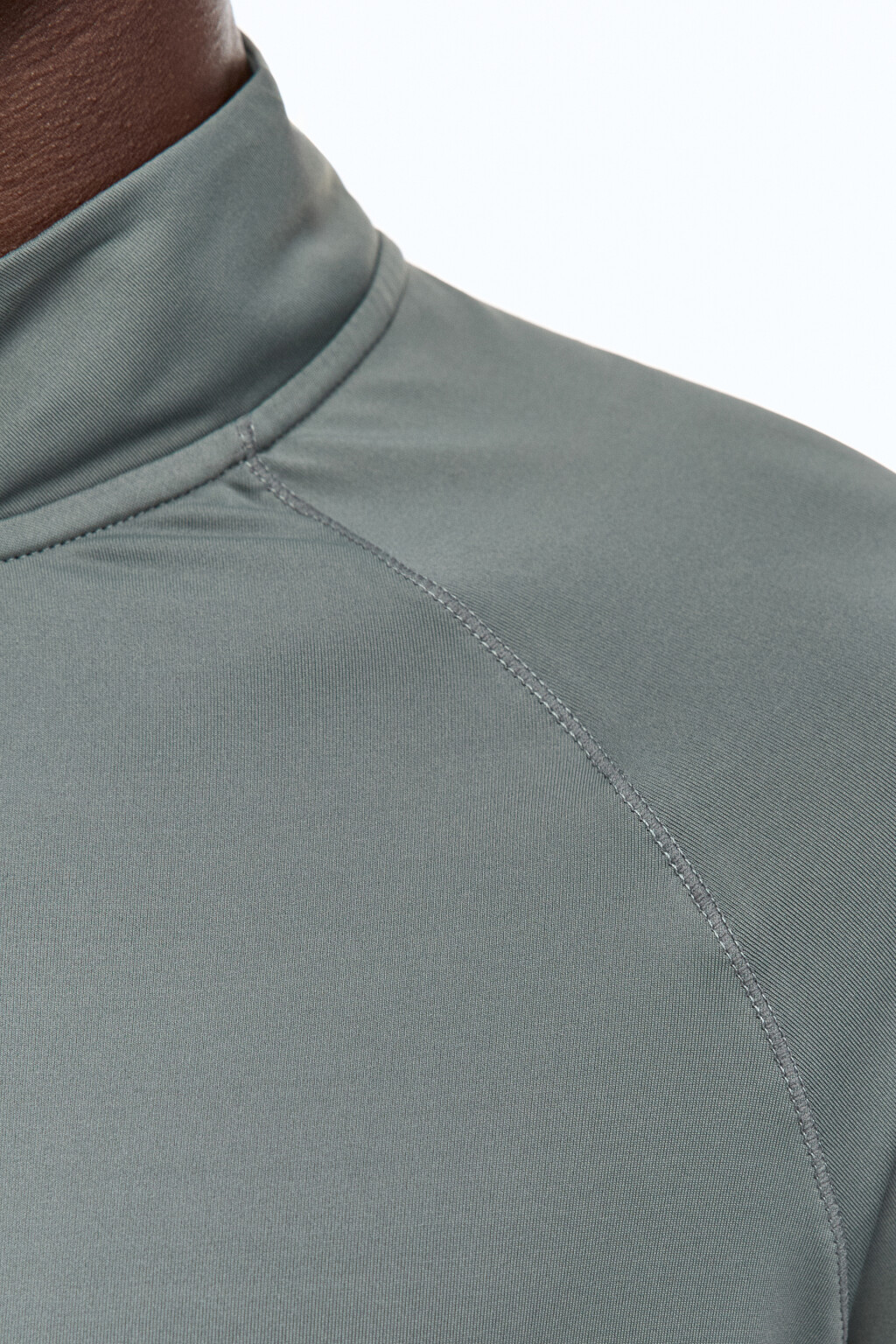 Лонгслив спортивный с воротником-стойкой на молнии - цвет зеленый - 8