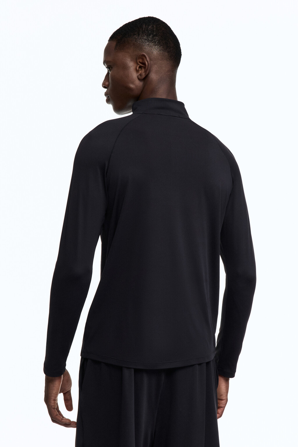 Лонгслив спортивный с воротником-стойкой на молнии - цвет черный - 5