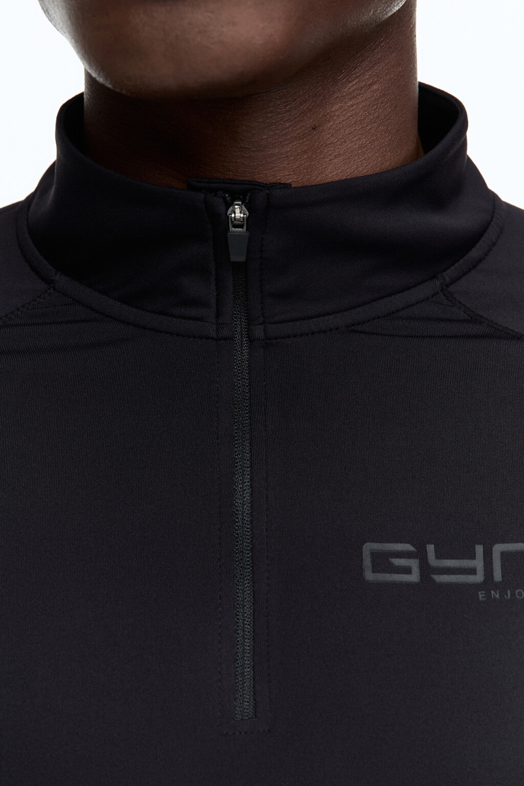 Лонгслив спортивный с воротником-стойкой на молнии - цвет черный - 7